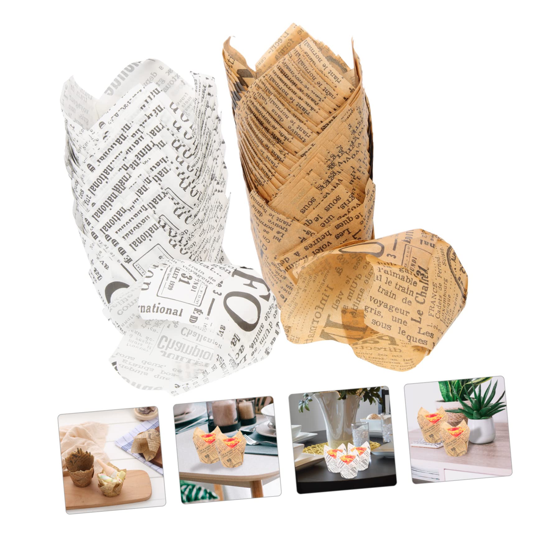 LIFKOME 400pièces Caissettes à Papier Tulipe Moules à Muffins Décoratifs Anti-huile Pour Gâteaux Pour Anniversaires Et Événements Spéciaux