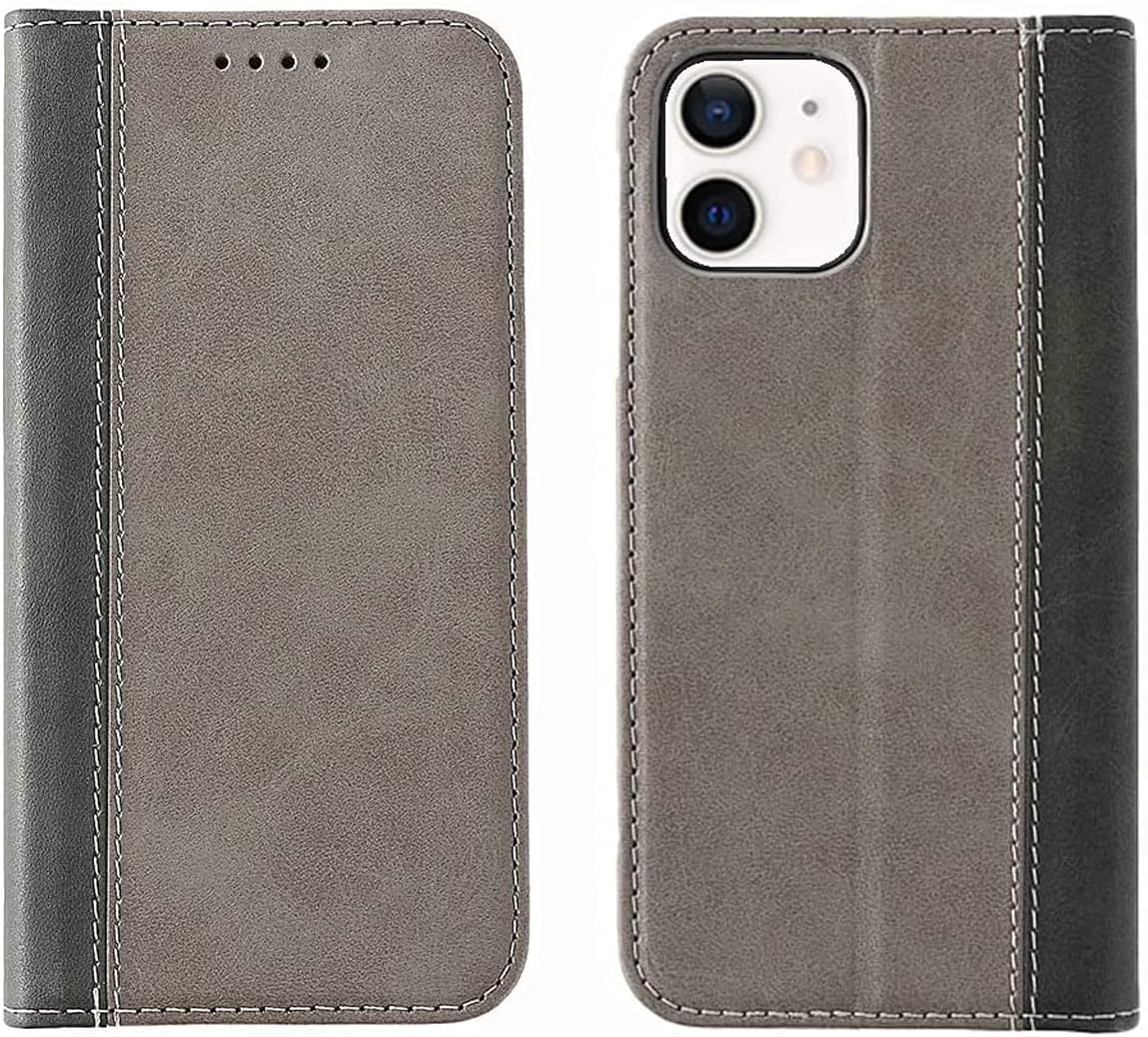 iPhone 12 / iPhone 12 Pro Wallet Case PU Leather Case Card Holder Shockproof Flip Cover - Black/Gray
