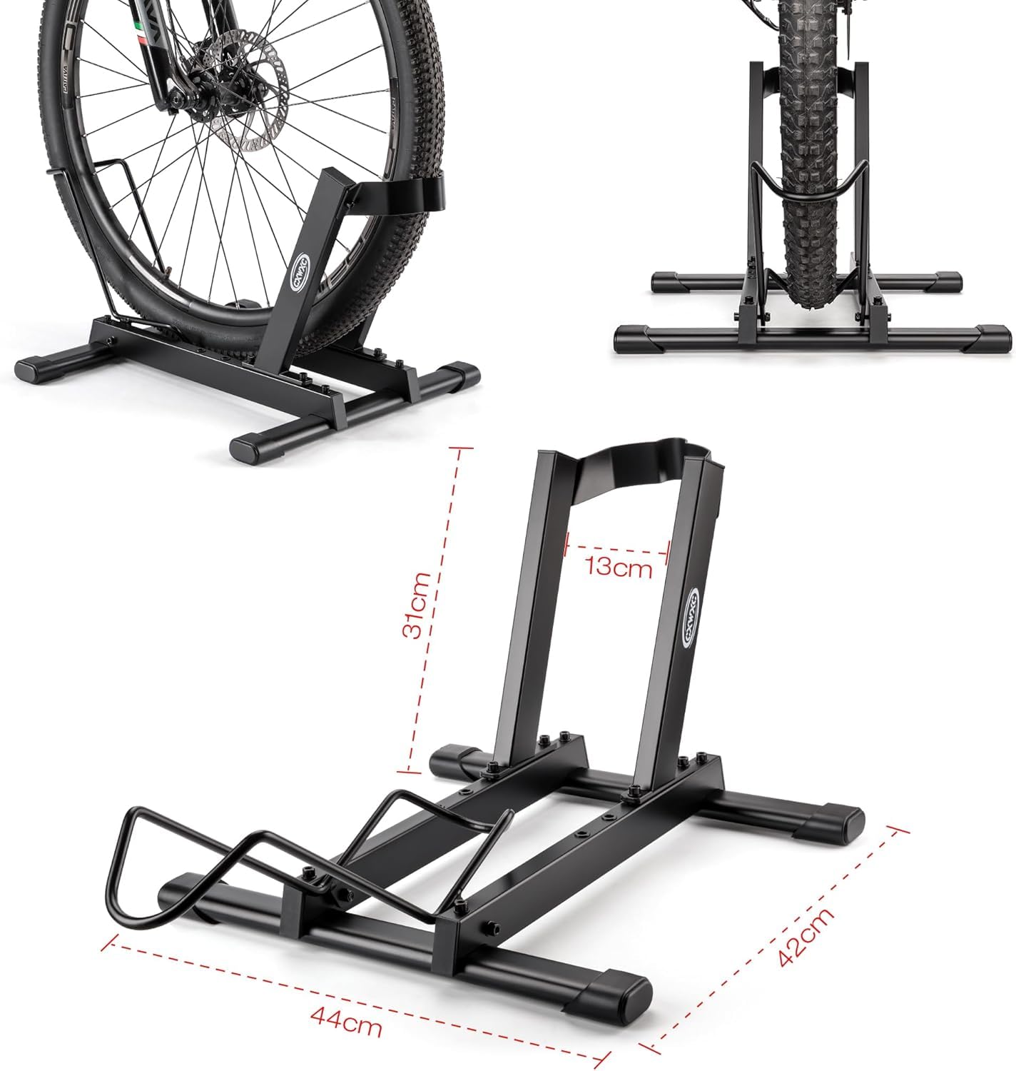 CXWXC Support de vélo de garage - Support de sol pour vélos de 20 à 29 pouces - Largeur des pneus 10,2 cm - Support de vélo électrique durable et peu encombrant