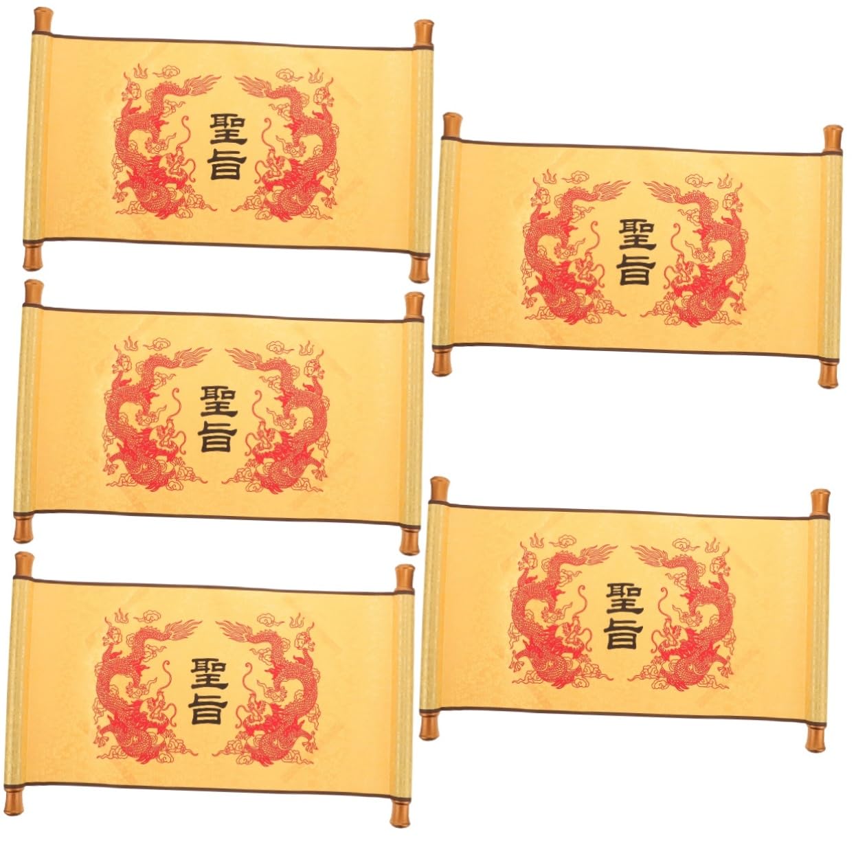 Amosfun 5 Piezas Pergamino Imperial decoración Fiesta pergamino asiático Desplazamiento para Cosplay Rollos del Antiguo Chino pergamino de Estilo Chino Tela de Seda
