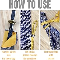 Vista 2 de 2 unids bolsa de espada 51 pulgadas seda sintética Katana bolsa espada cubierta de transporte para espadas samurai Azul