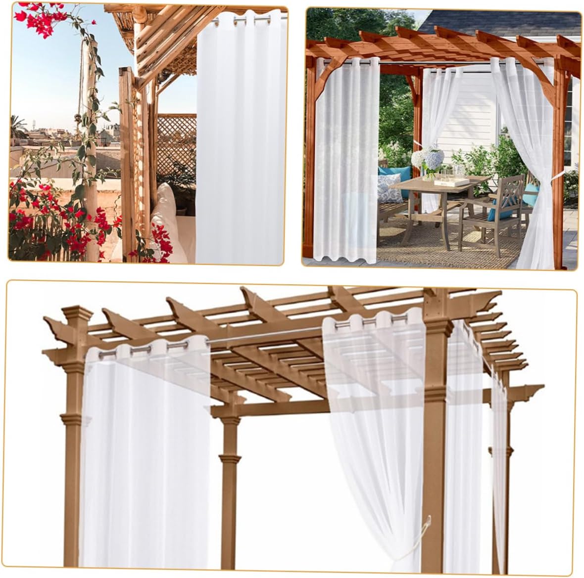 MAGICLULU 2Pcs Solid Color Outdoor Privacy Curtain Polyester Pavilion Drapes for Garden Patio and Balcony Elegant Sun Protection for Various Spaces