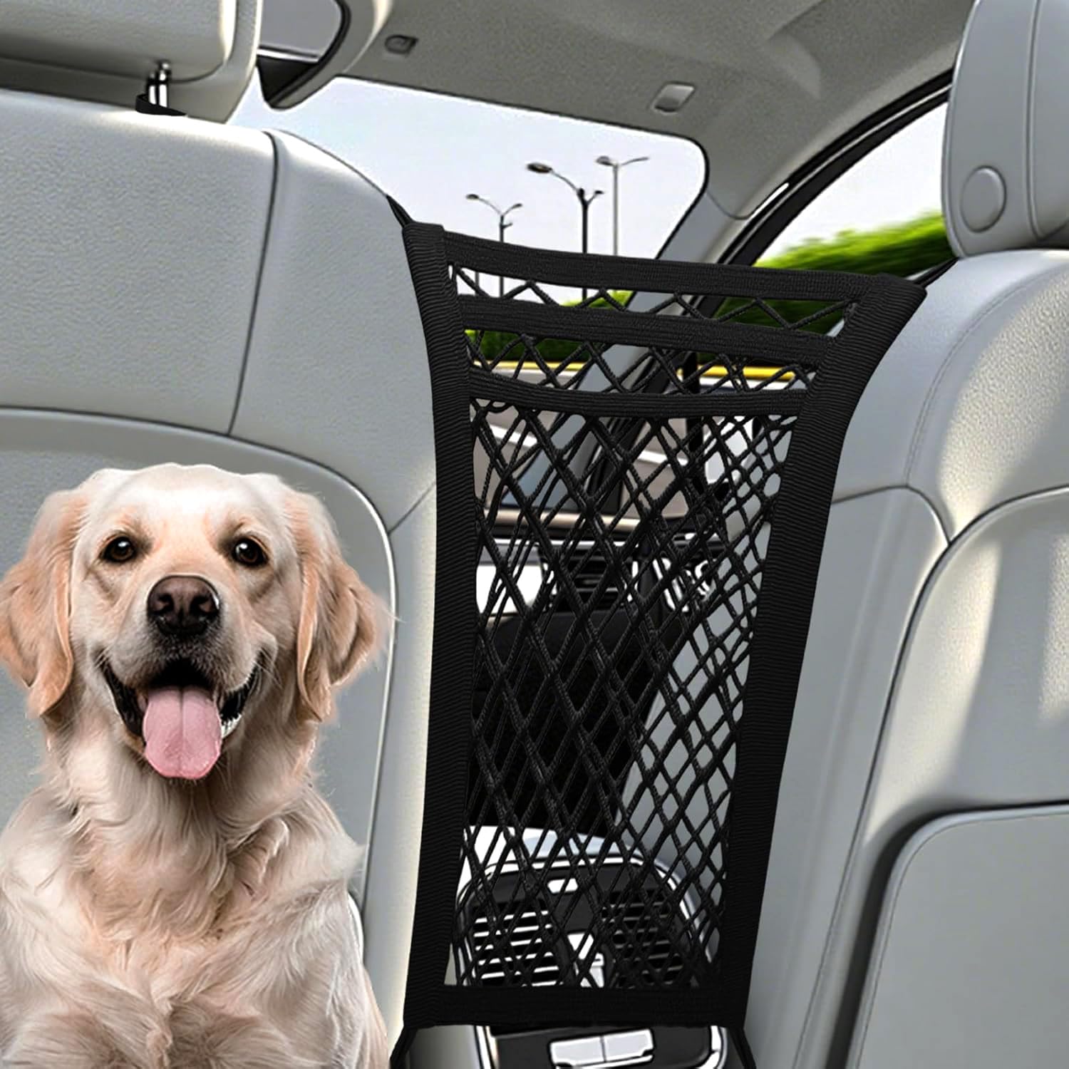 R-timer Car Mesh Organiser for FIAT 500 500C Acciaio Porta, Elastic Backseat Storage Net Durable Safety Barrier, Sturdy Nylon Vehicle Cargo Pocket Net