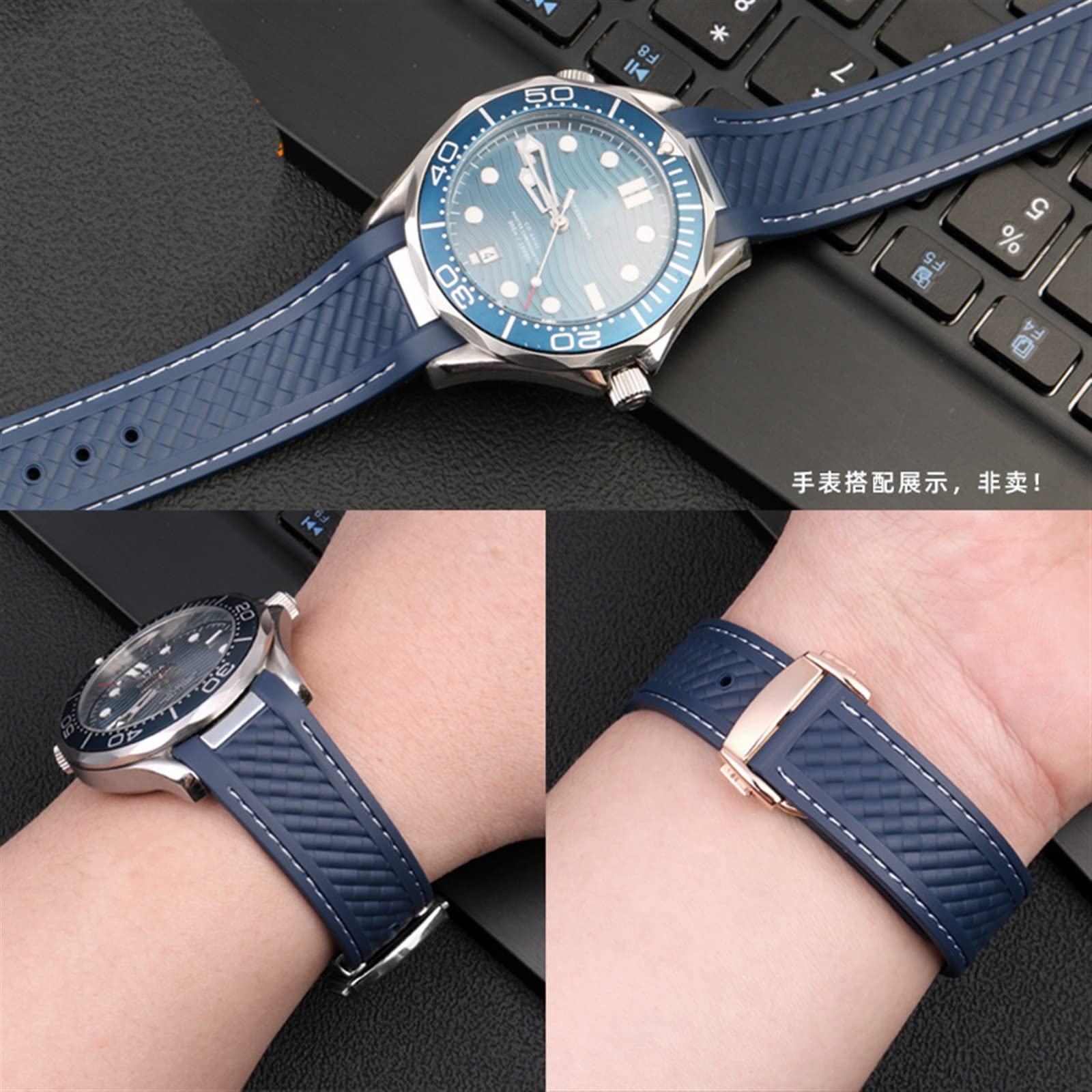 Gumowy pasek do zegarka jest odpowiedni do zegarków Omega serii Haima 220/210, wodoszczelny silikonowy pasek dla mężczyzn, 20 mm