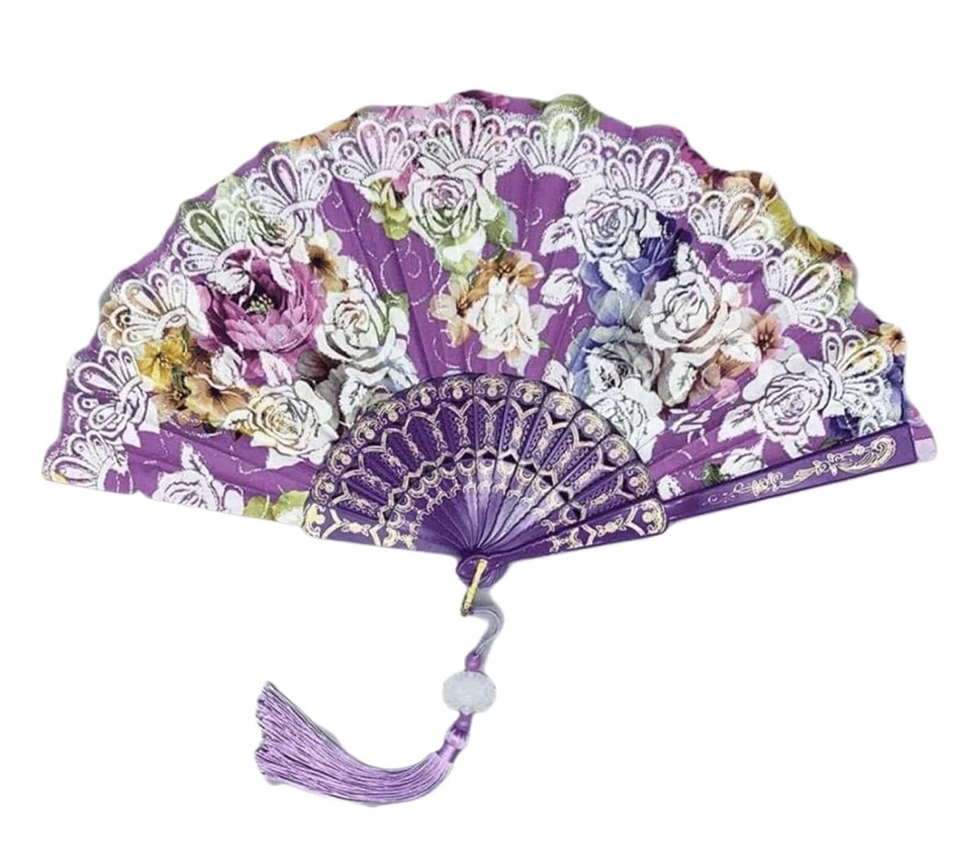 Abanico Plegable De Mano Fiesta Accesorios Abanico De Mano con Diseño Rosas, Plegable Japonés Portátil, Chino para Bailar, Cosplay, Accesorios para Fiesta Boda(G)