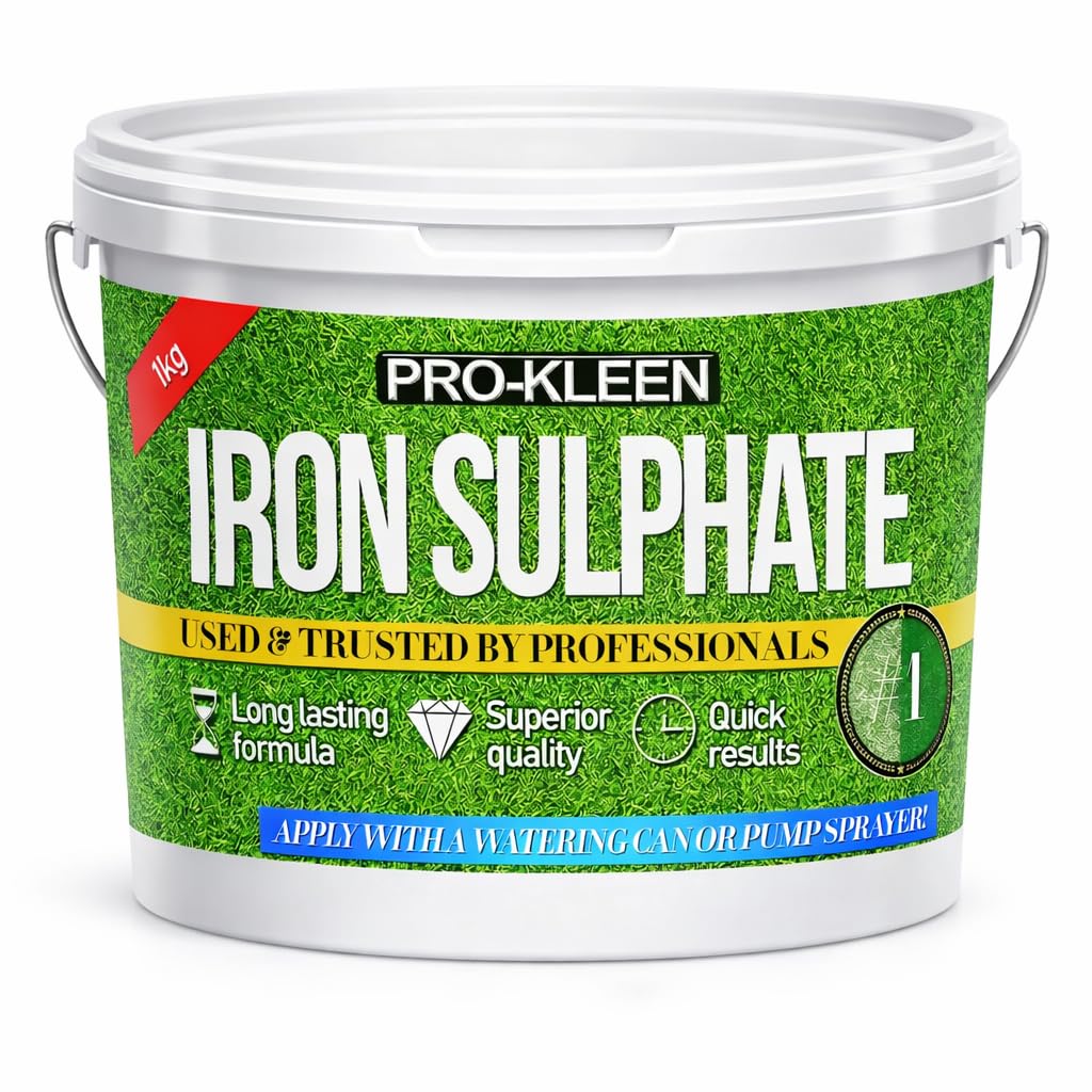 Iron Sulphate 1 KG PREMIUM Ferrous (Makes up to 1000L When Diluted & Covers up to 1000m2) Pure Lawn Tonic- Lawn Conditioner and Turf Hardener. Damp Grade Soluble in Water