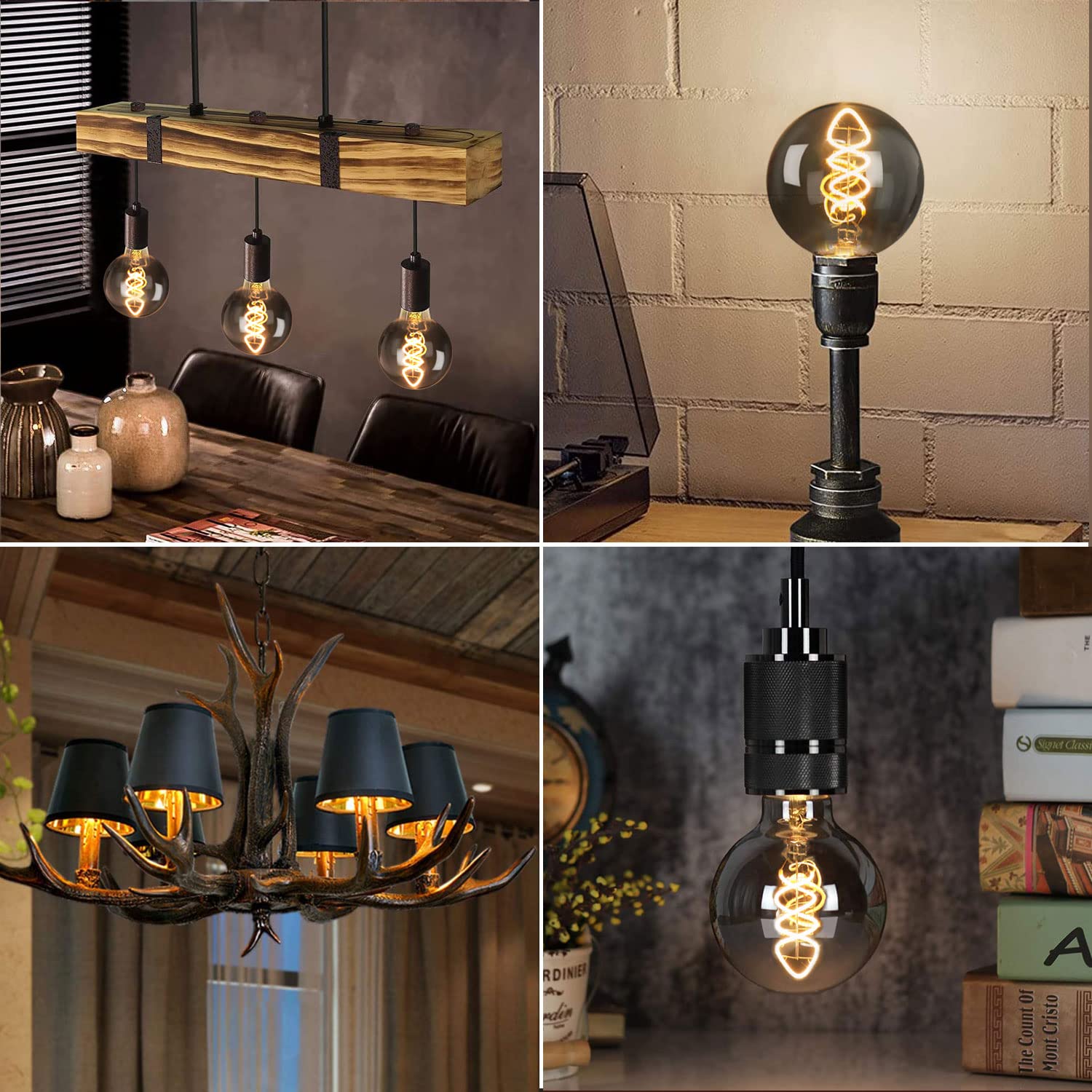 E27 LED Vintage Glühbirne, Edison Vintage Glühbirne E27 Dimmbar 6W G80 Retro Glühbirnen LED Filament Lampe Warmweiß Ideal für Dekorative Nostalgie Retro Beleuchtung, Rauchglas-6 Stück (YHS3PBT1)