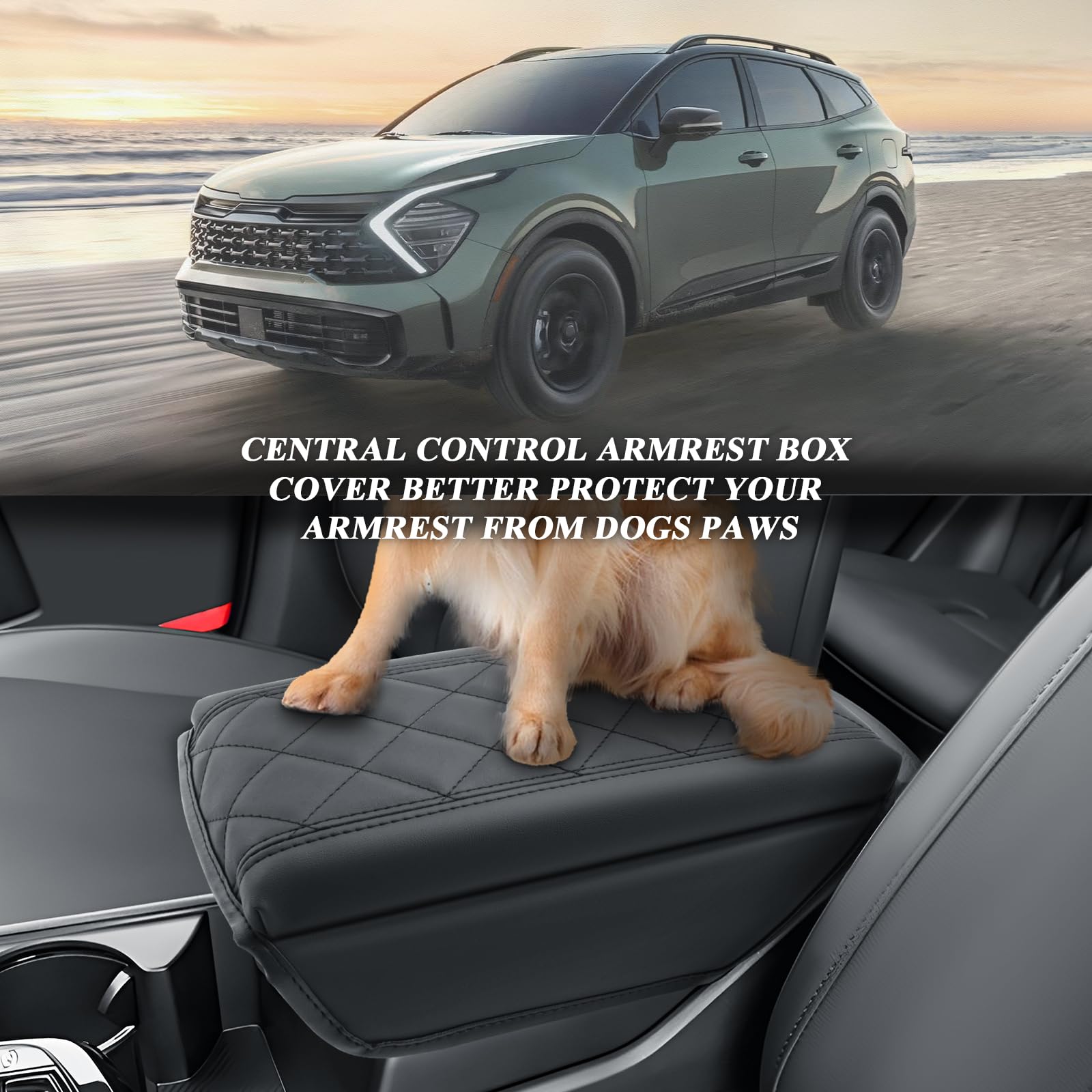 BIBIBO Osłona podłokietnika kompatybilna z Kia Sportage NQ5 2022-2025 (automatyczna skrzynia biegów), ochrona podłokietnika konsoli środkowej, pokrowiec ochronny na podłokietnik środkowy, komfort i