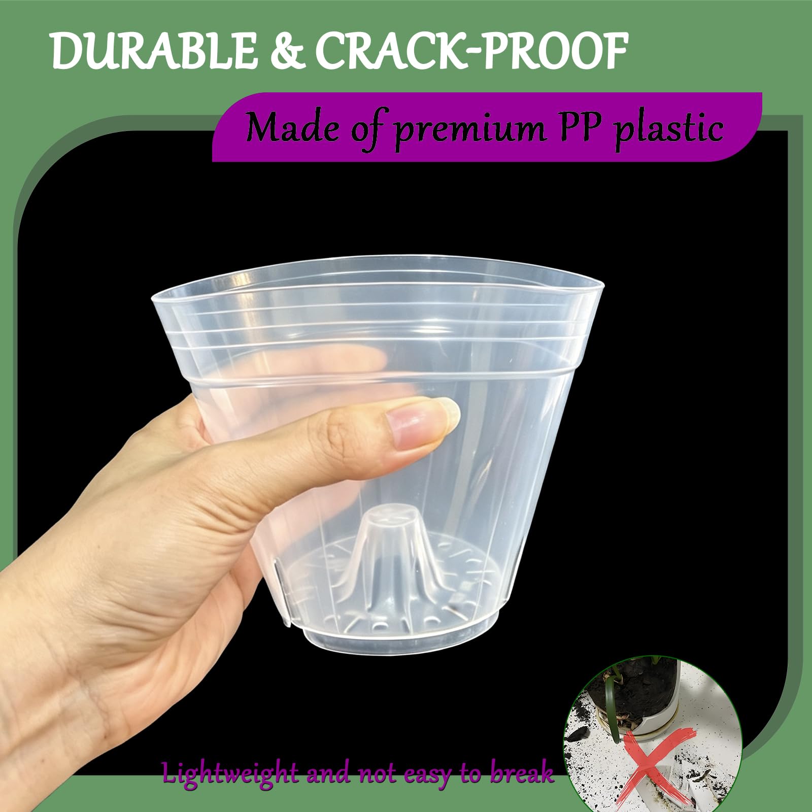 Lot de 30 pots de fleurs en plastique transparent pour orchidées, 11 cm