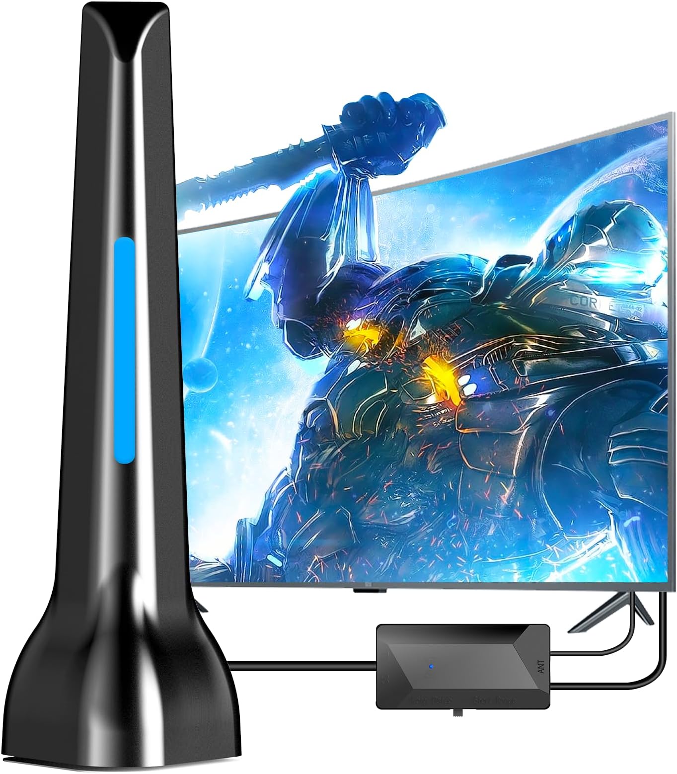 DTB TECHDVBT2 Antenna with Indoor Amplifier, Indoor Antenna for Televisions, Long Range and 3 m Coaxial Cable for Local 1080P - DVB-T2 Antenna with Amplifier