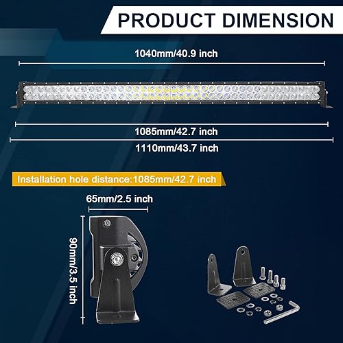 Miniatura 8 de AUXTINGS Barra de luz LED delgada de 52 pulgadas, 300 W, punto de inundación, luz de trabajo, luces de conducción, lámpara antiniebla, iluminación