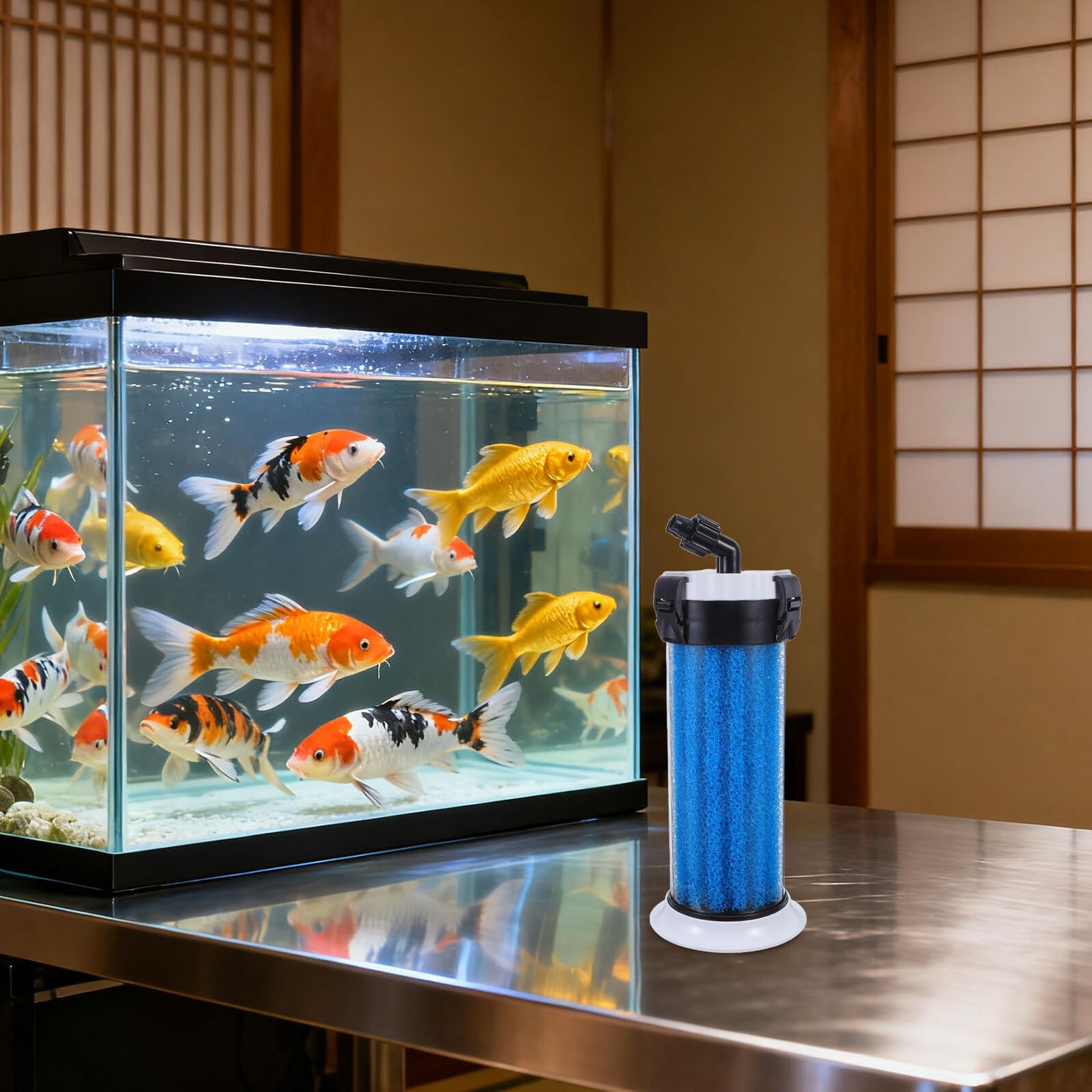 Filtro Externo para Acuario Silencioso con Bomba de Oxígeno, Filtro de Tanque Externo para Peceras Grandes y Tortugueras, Sistema de Filtración con Cartucho Multicapa