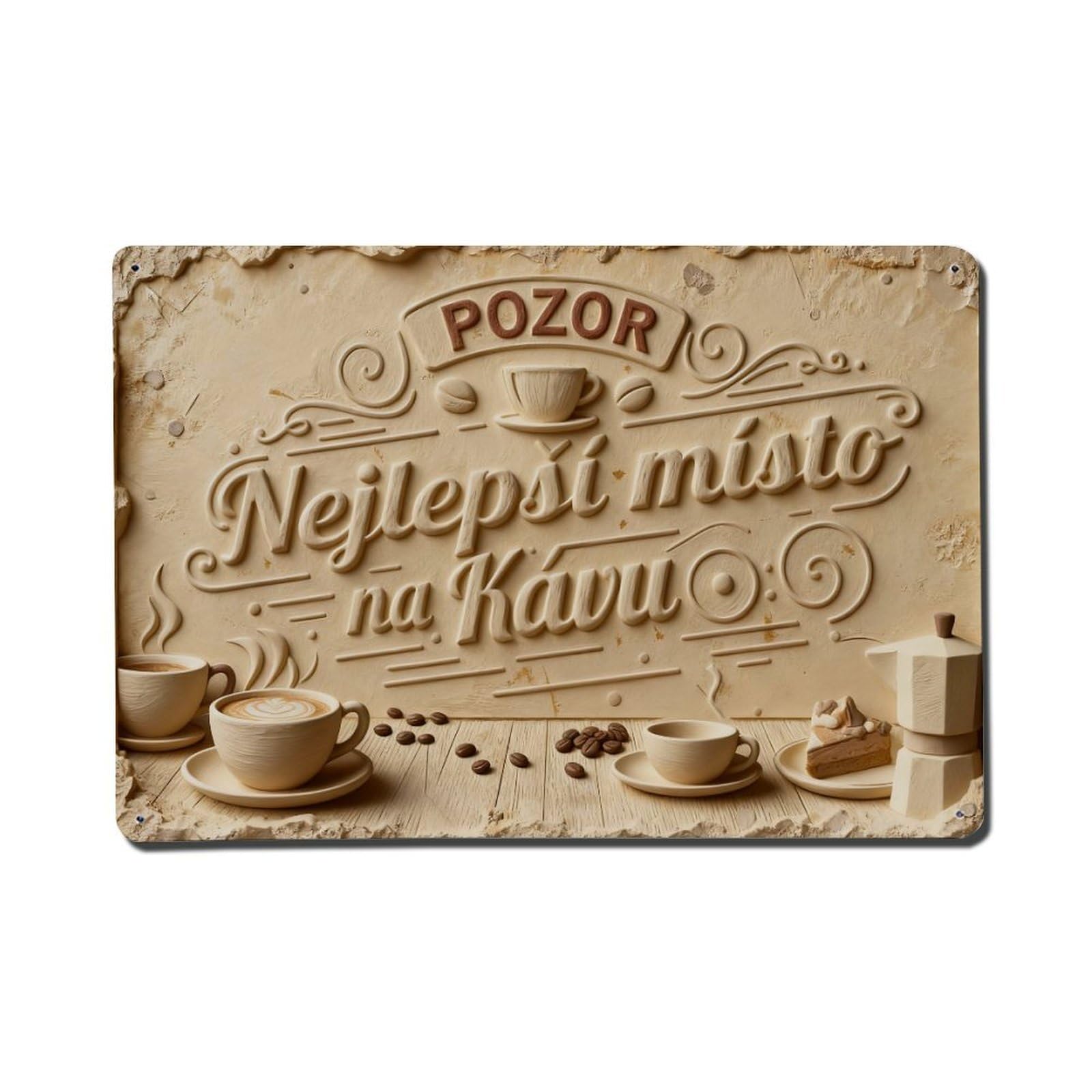 Coffee Cup Beans Cake Pot Metal Tin Sign Plaque