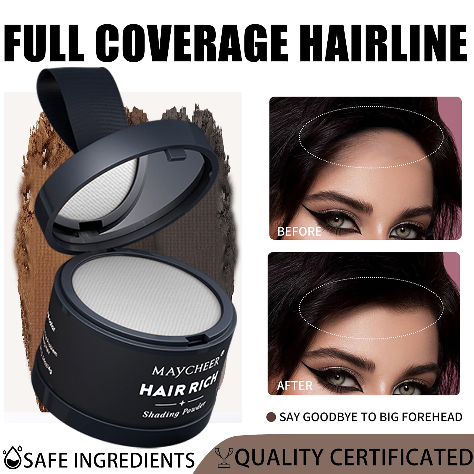 HISUNBEN Instantly Hairline Powder, Windproof & Sweatproof Hair Root Touch Up Concealer for Receding Hairline, Professional Hairline Shadow Powder with Mirror & Puff (Rock-Ash) - Image 3