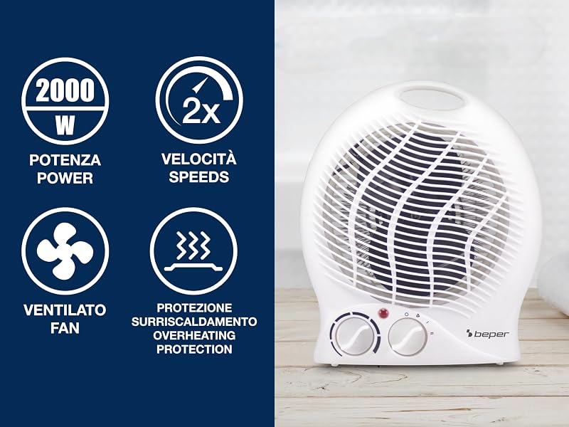 BEPER 2000W Kompakt Ventilátoros Fűtőtest Termosztáttal és Eco Móddal