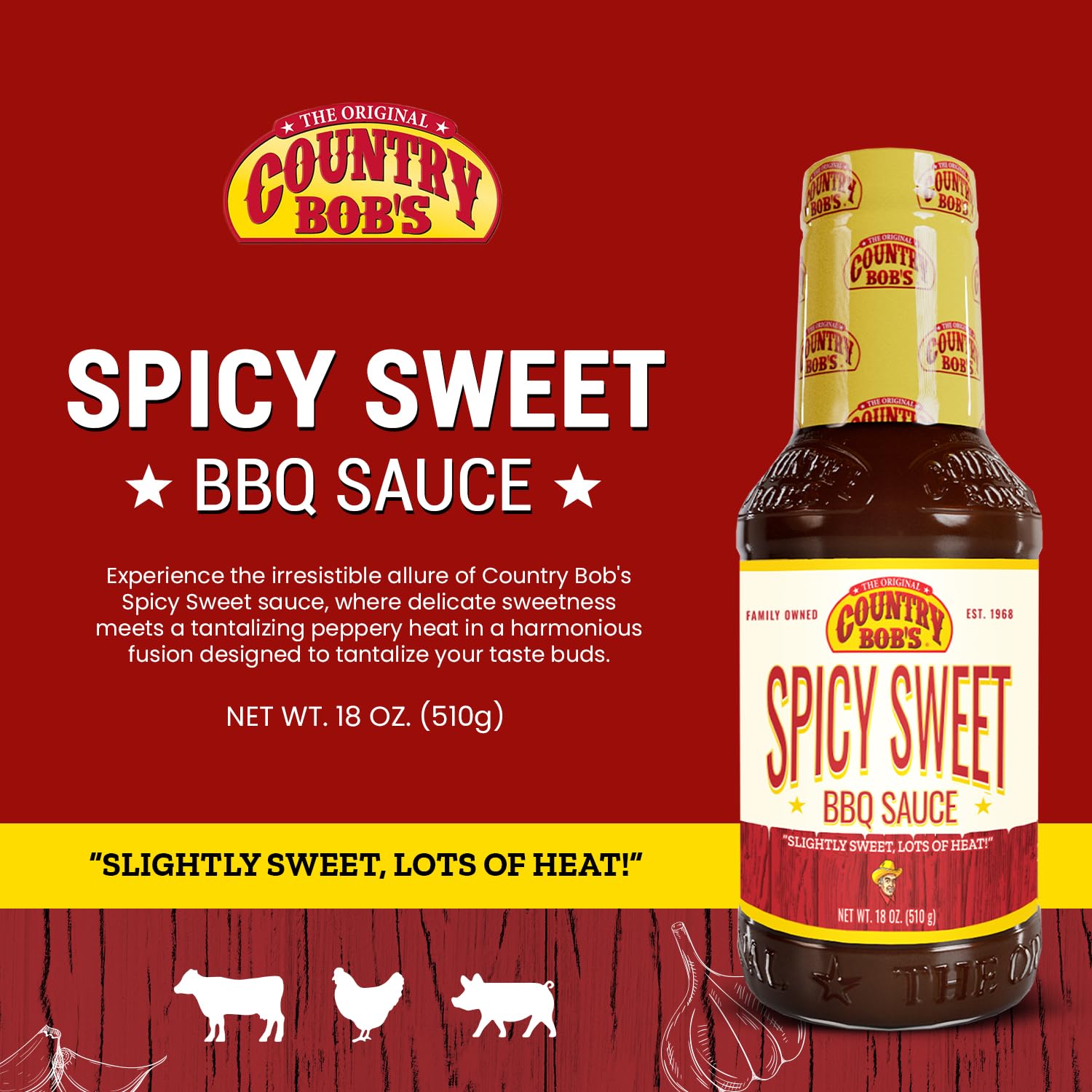 Country Bob's Spicy Sweet BBQ Sauce - Slightly Sweet, Lots Of Heat - A Flavorful Journey for Your Taste Buds - Made with Fresh Ingredients and Love! Fire Up the Grill and Delight in Every Bite - 18 oz - Image 4