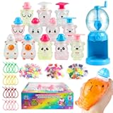 NANSIKE DIY Squishy Maker Kit - 12 Animal Squishies with Sparkles, Add Water to Make Your Own Squishies or Schoolbag & Backpack Pendant | Squeeze and Stress Relief