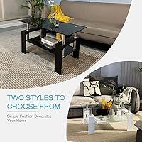 Vista 7 de Btrpily Mesa de centro rectangular para sala de estar, mesa de té adecuada para sala de espera, mesa auxiliar moderna con patas de madera, mesa