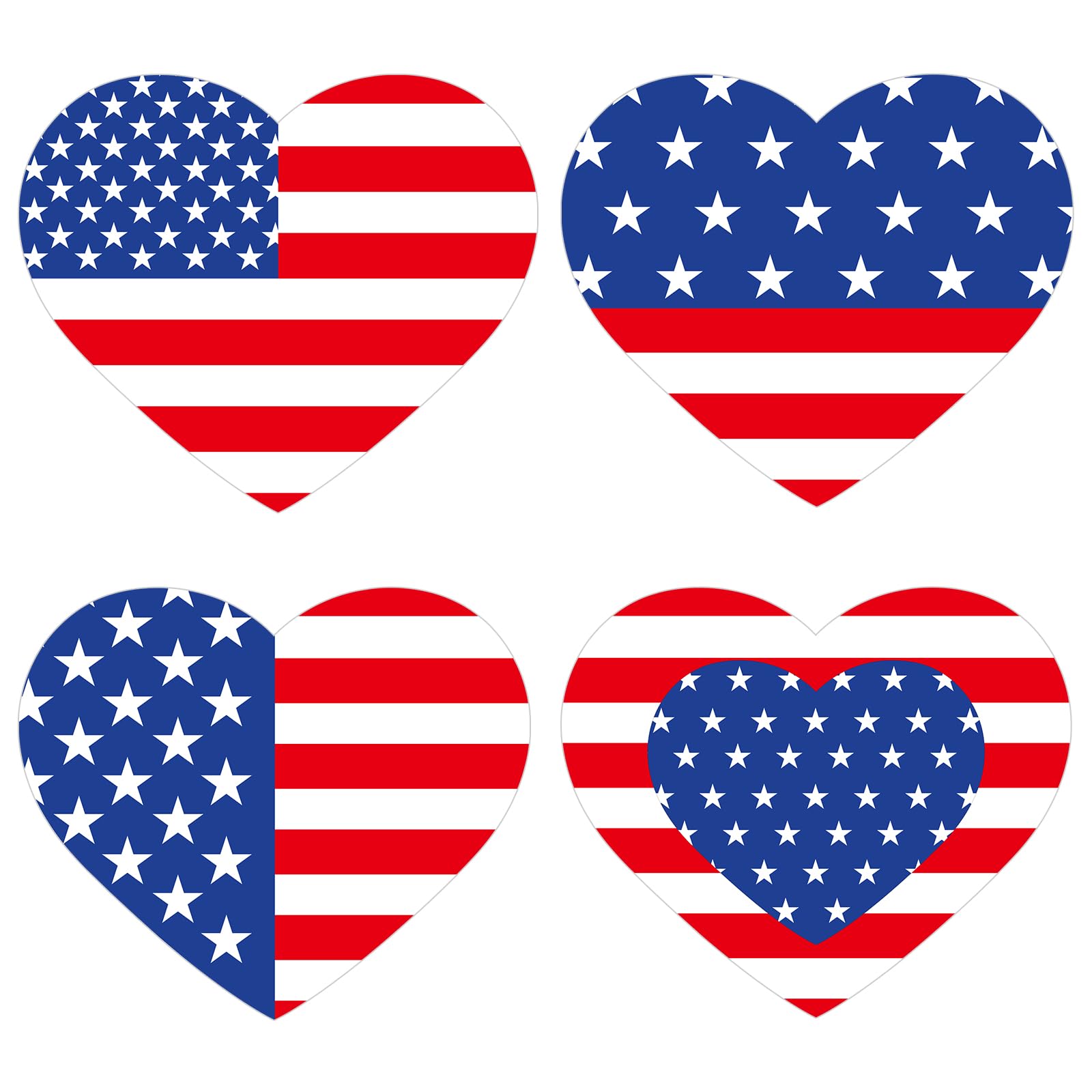 Patriotic Stickers American Flag Stickers - 480Pcs 1.5 Inch Self-Adhesive Heart 4th of July Sticker USA Flag Sticker for Envelopes Seals, 4th of July