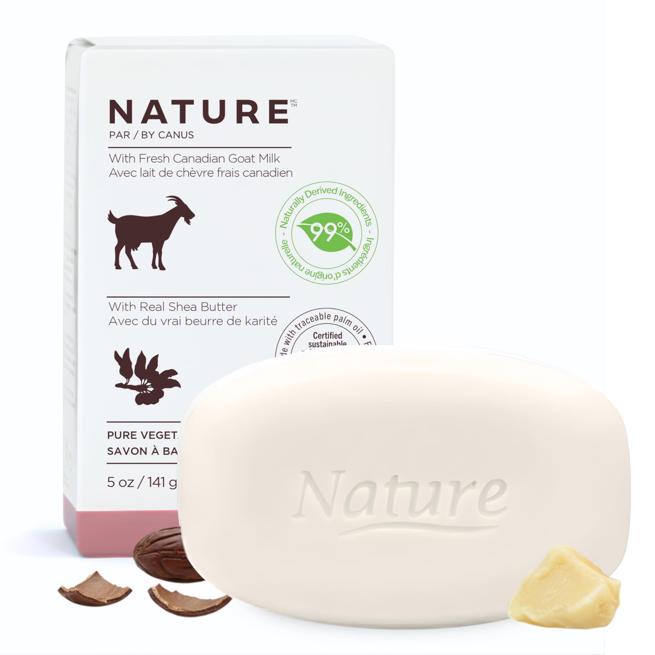 Amazon.com: Nature by Canus Goat Milk Bar Soap with Shea Butter, 5