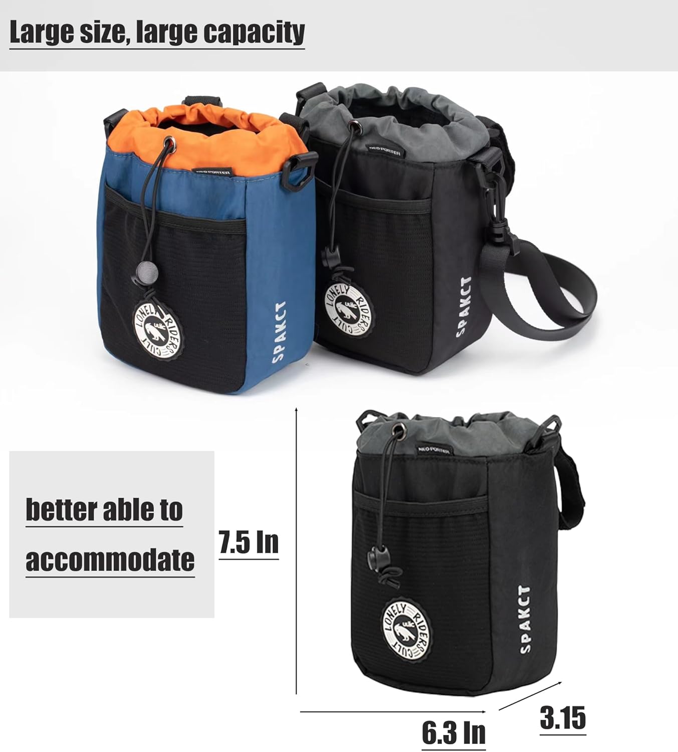 Bike Cup Holder,Bike Stem Bag,Bike Water Bottle Holder,Bike Handlebar Bag,Waterproof Bicycle Frame Bag,Bike Bags for Bicycles,Bike Feed Bag,Bike Snack Bag(Large black)