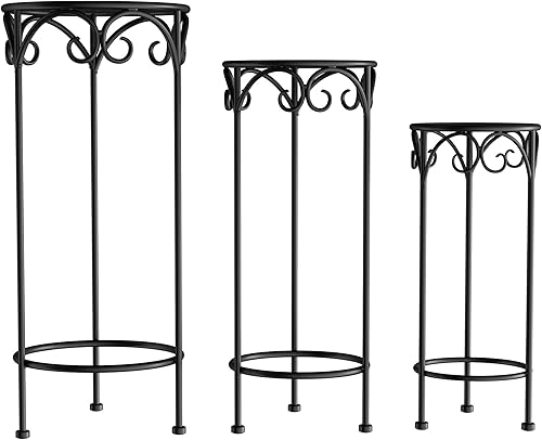 Pure Garden Plant Stand 3-Tier Vertical Shelf Indoor or Outdoor Folding Wrought 