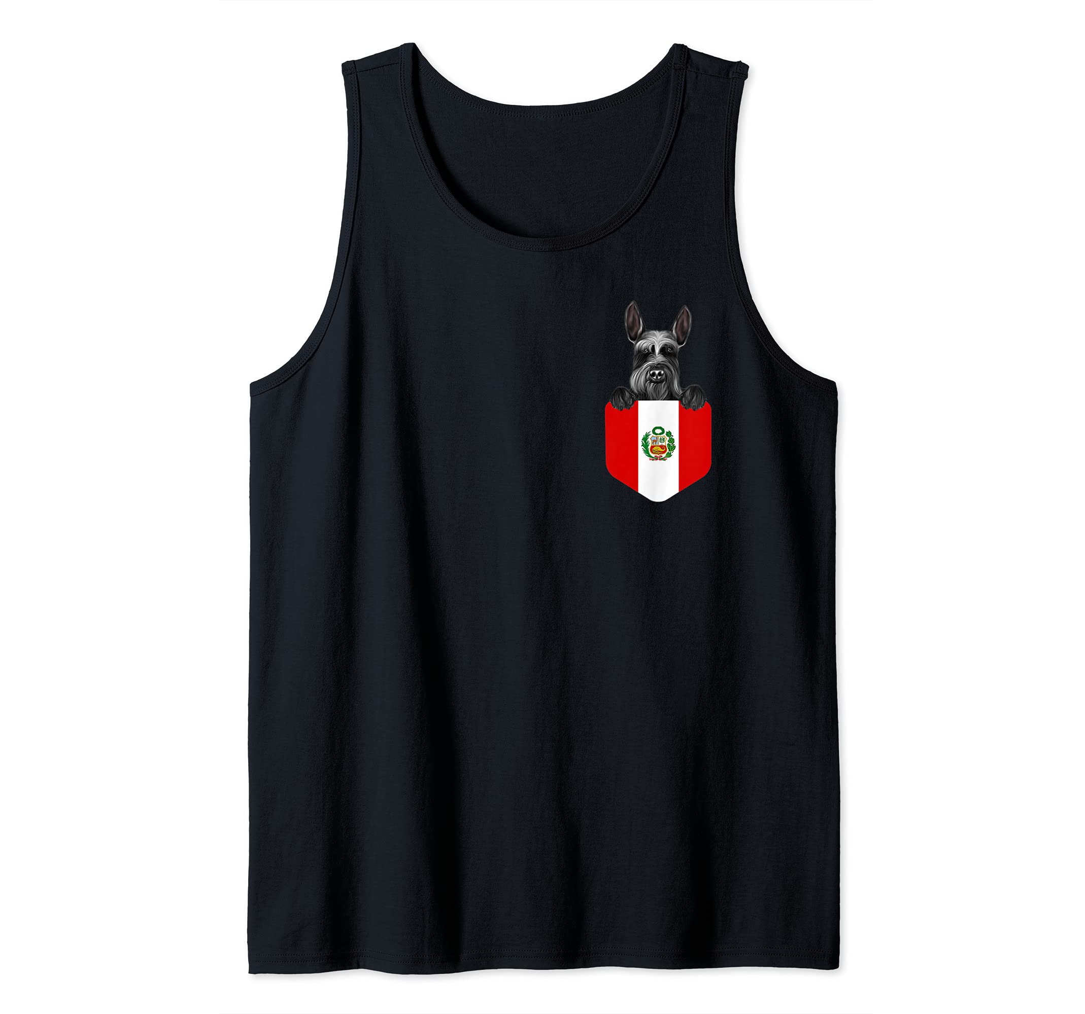 Peru Flag Giant Schnauzer Dog In Pocket Tank Top, Black