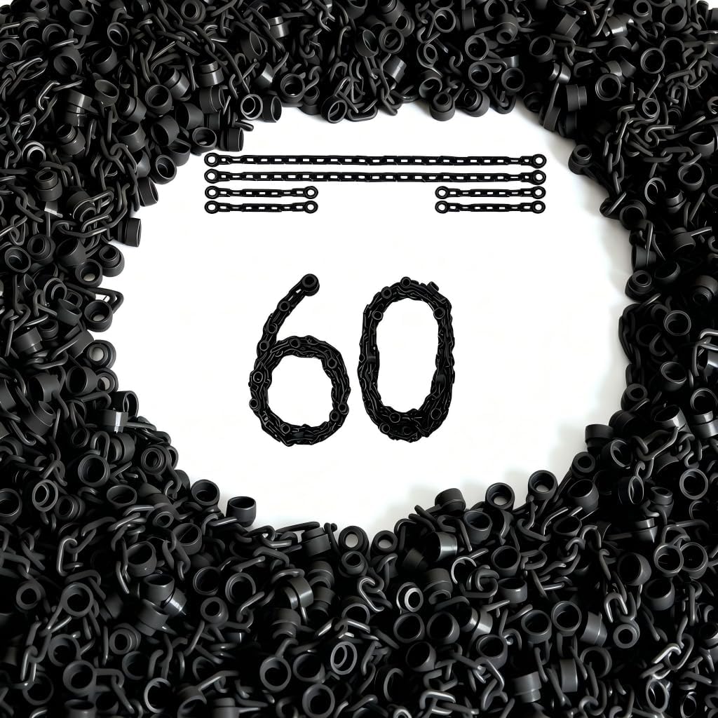 Black Chain Link Bulk Accessories Pack, 30Pcs Chain 21 Link and 30Pcs Chain 5 Link, Compatible with Lego Parts and Pieces