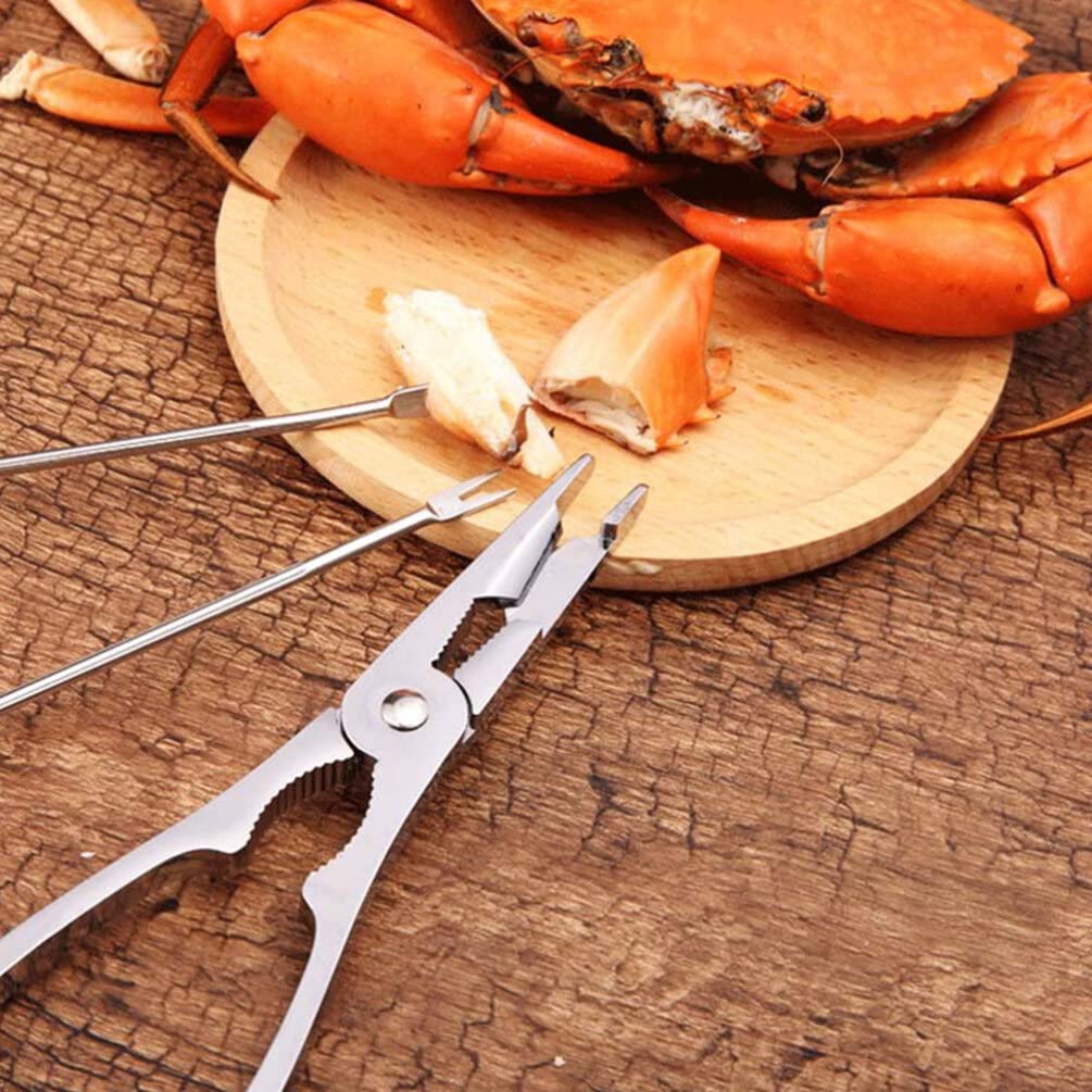 HEMOTON Kit Per Chele Di Granchio in Acciaio Inossidabile Set Di Pinze Per Crostacei E Forchette Ergonomiche Per Frutti Di Mare Adatto a Granchi Aragoste E Noci Facile Da Usare E Portatile