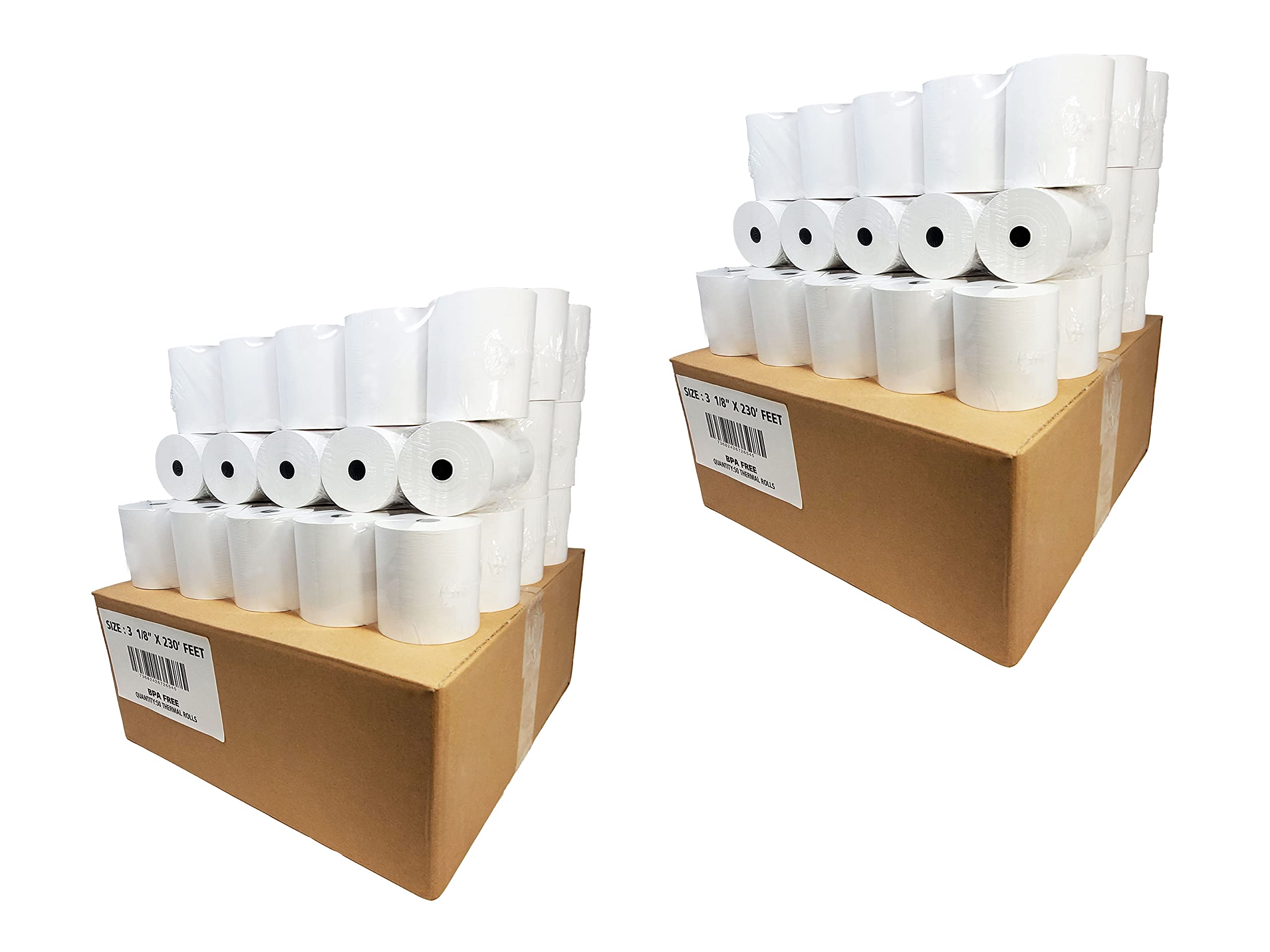 55GSM - Shrink Wrap 3 1/8 x230 Feet Clover Station Thermal Paper Rolls (2 CASES - 100 ROLLS) BPA Free M129C, M244a, M129 Star tsp100 Receipt Printer