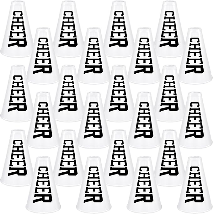 Meooeck 24 Pieces White Cheer Megaphone Noisemaker Bulk