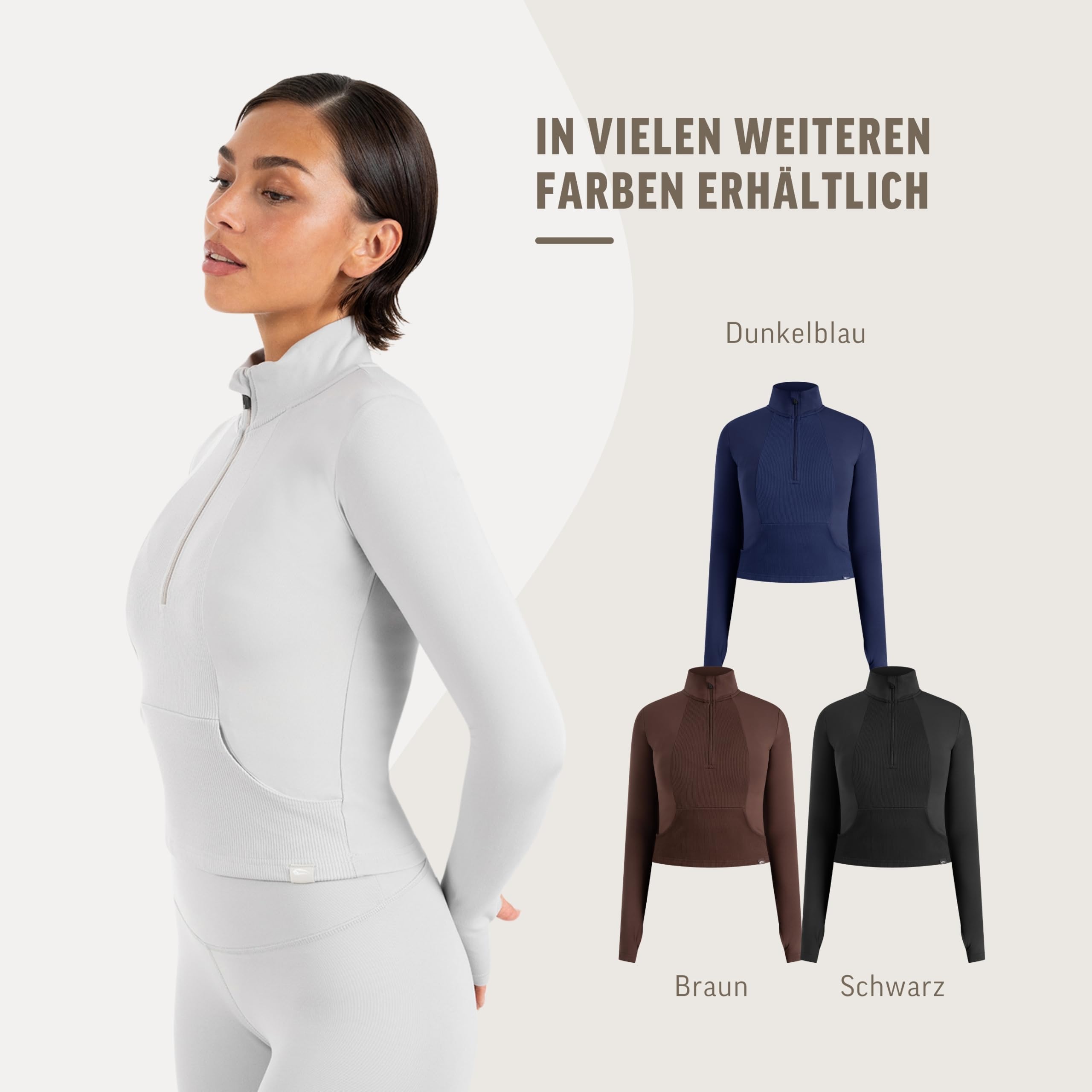 SMILODOX Trainingsjacke Damen Naveya, Half-Zip Sweatjacke Slim Fit mit Stehkragen, Sportkleidung Frauen, Sportoberteil, elastisches Material, geeignet als Laufjacke oder für Gym, Fitness & Freizeit