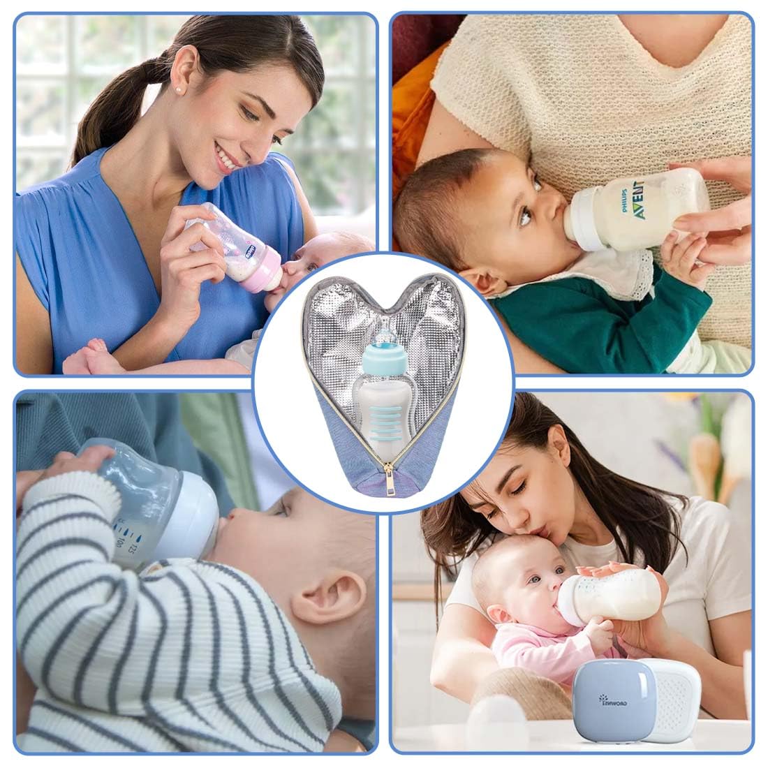 XPEX Borsa Termica Isotermica per Biberon e Neonato - Borsa Termica con Strato Isolante per Allattamento（Viola）