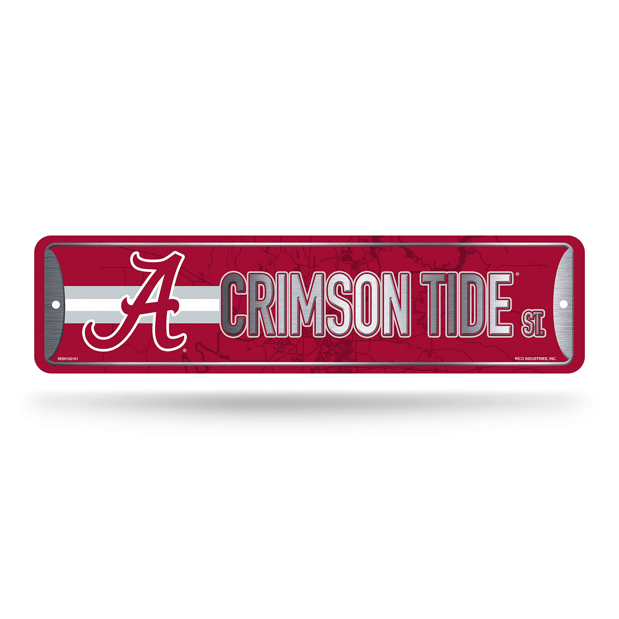Rico Industries NCAA Alabama Crimson Tide Home Décor Metal Street Sign (4" x 15") - Great for Home, Office, Bedroom, & Man Cave - Made