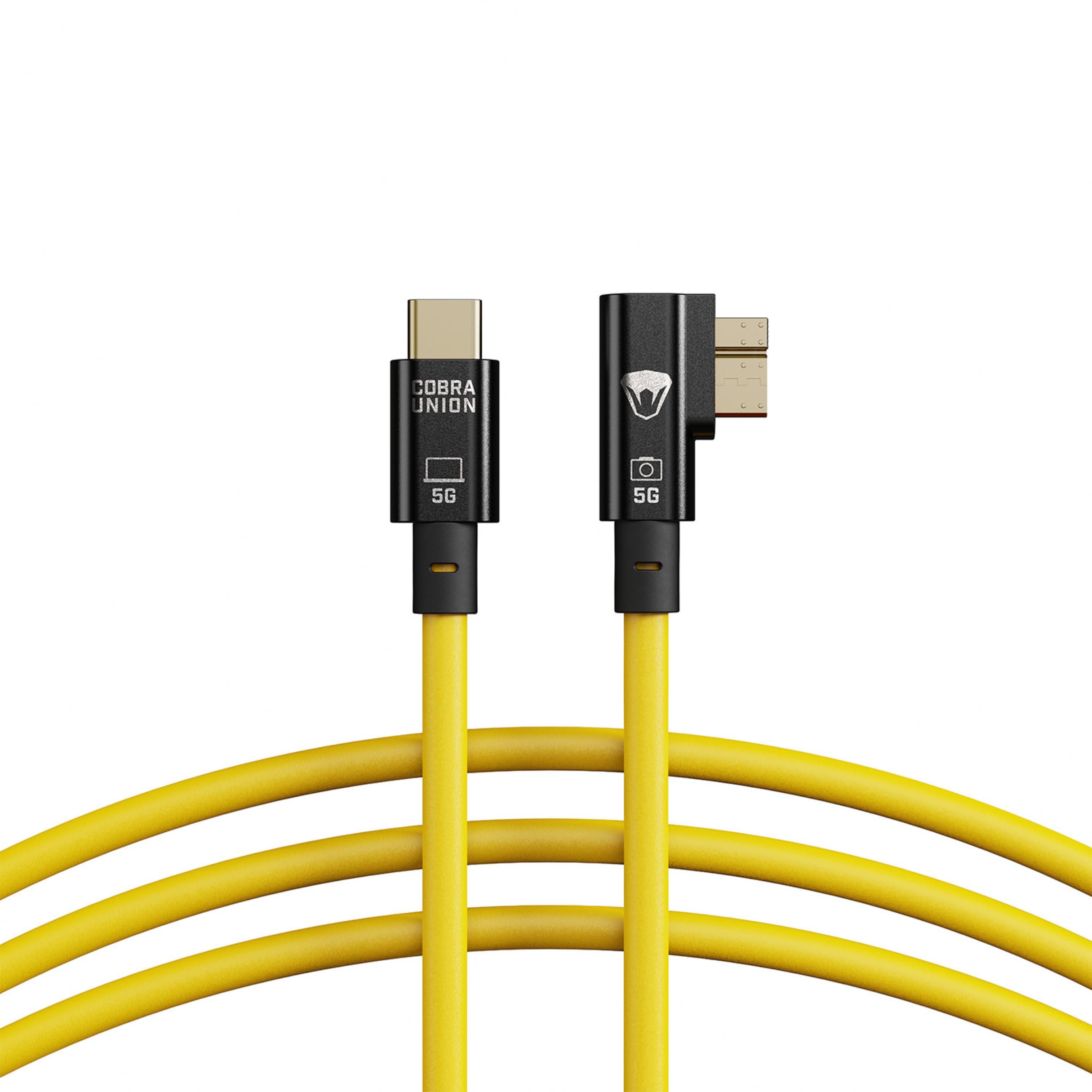 CobraTether Cavo da USB-C a Micro-B 90°, 10m, giallo
