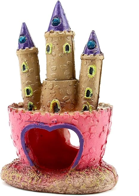 Amazon Com Dvirroi Aquarium Cartoon Castle Decoration Resin Castle Tower Fish Tank Ornaments With Caves Fish House For Betta Sleep Rest Hide Play Breed Pet Supplies