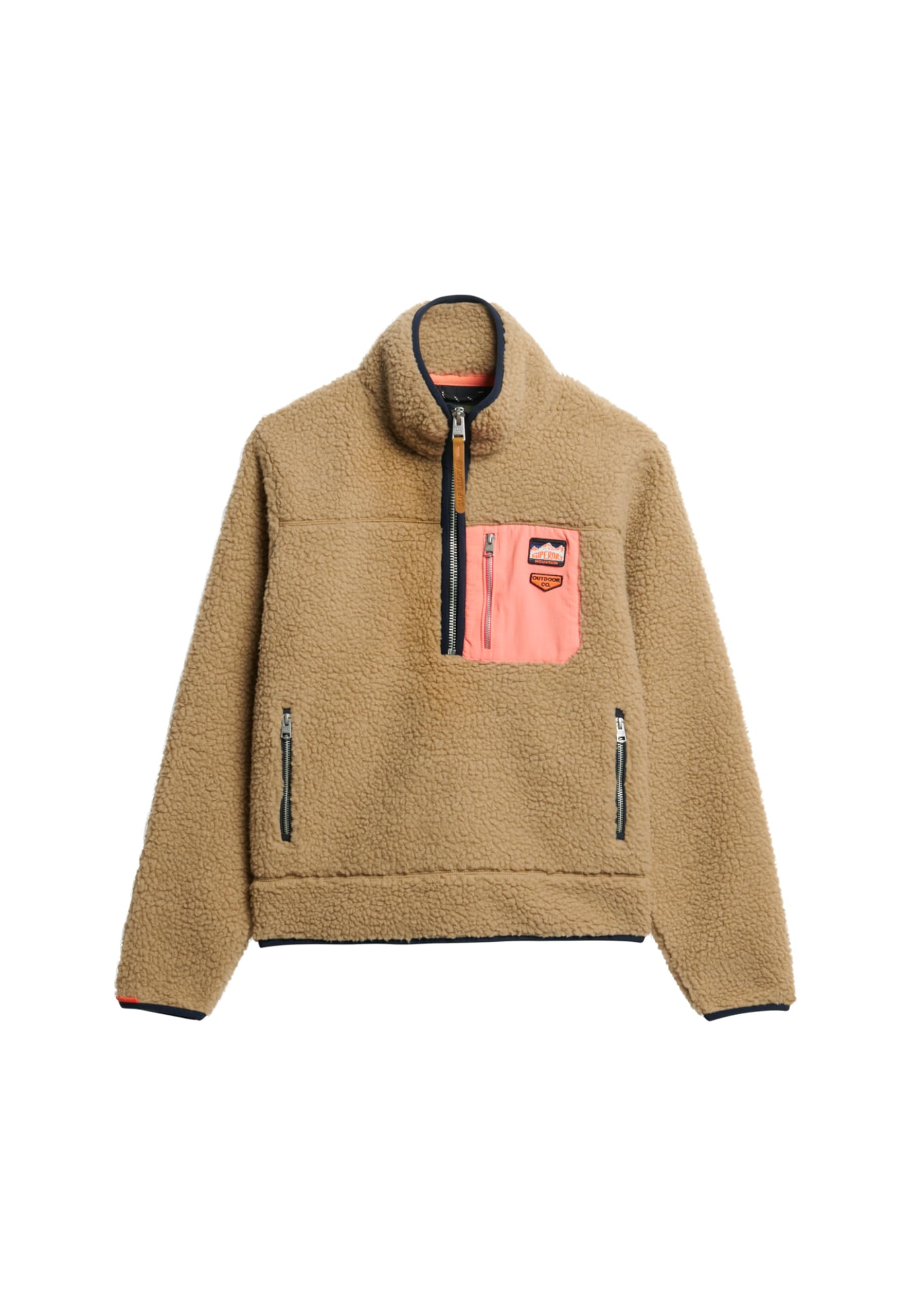 Superdry Women's Classic Tan Vintage Retro Half Zip Fleece - 12