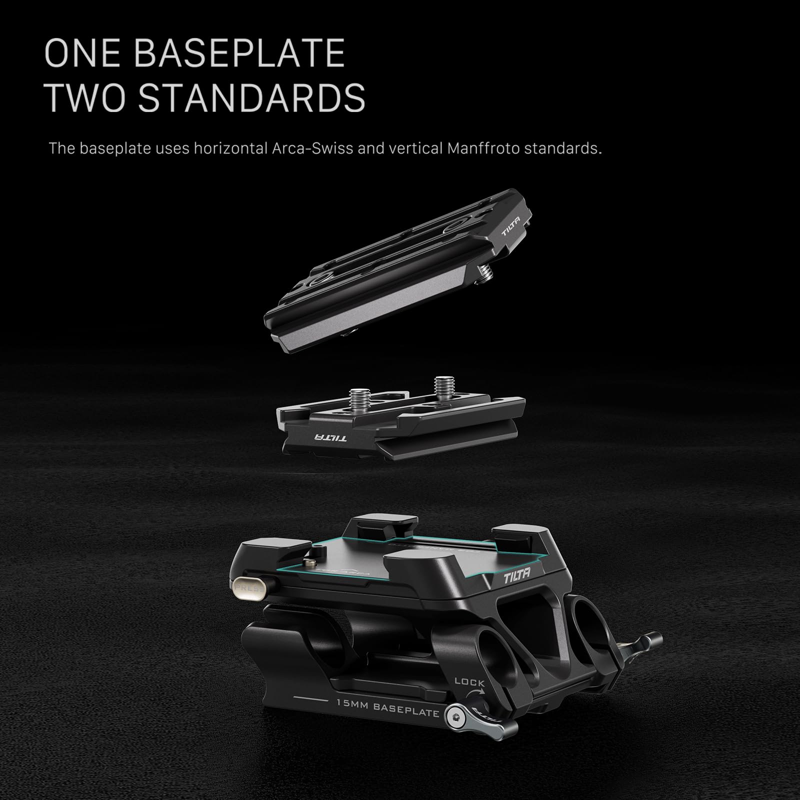 TILTA 15mm LWS Arca Dual Baseplate and ARCA Dual Quick Release Plate for Lightweight Shoulder Rig TA-DBPK-B - Image 4