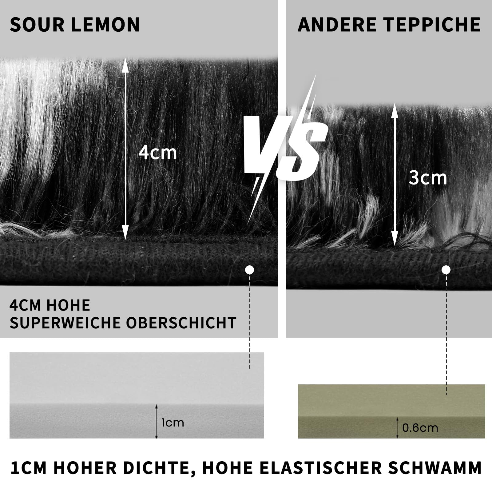 Sour Lemon Alfombra Salón Pelo Largo a Rayas, Alfombra Shaggy Grande Antideslizante para Dormitorio, habitación de los niños, Alfombra Lavable Moderna y Suave, En Blanco y Negro, 160x230 cm