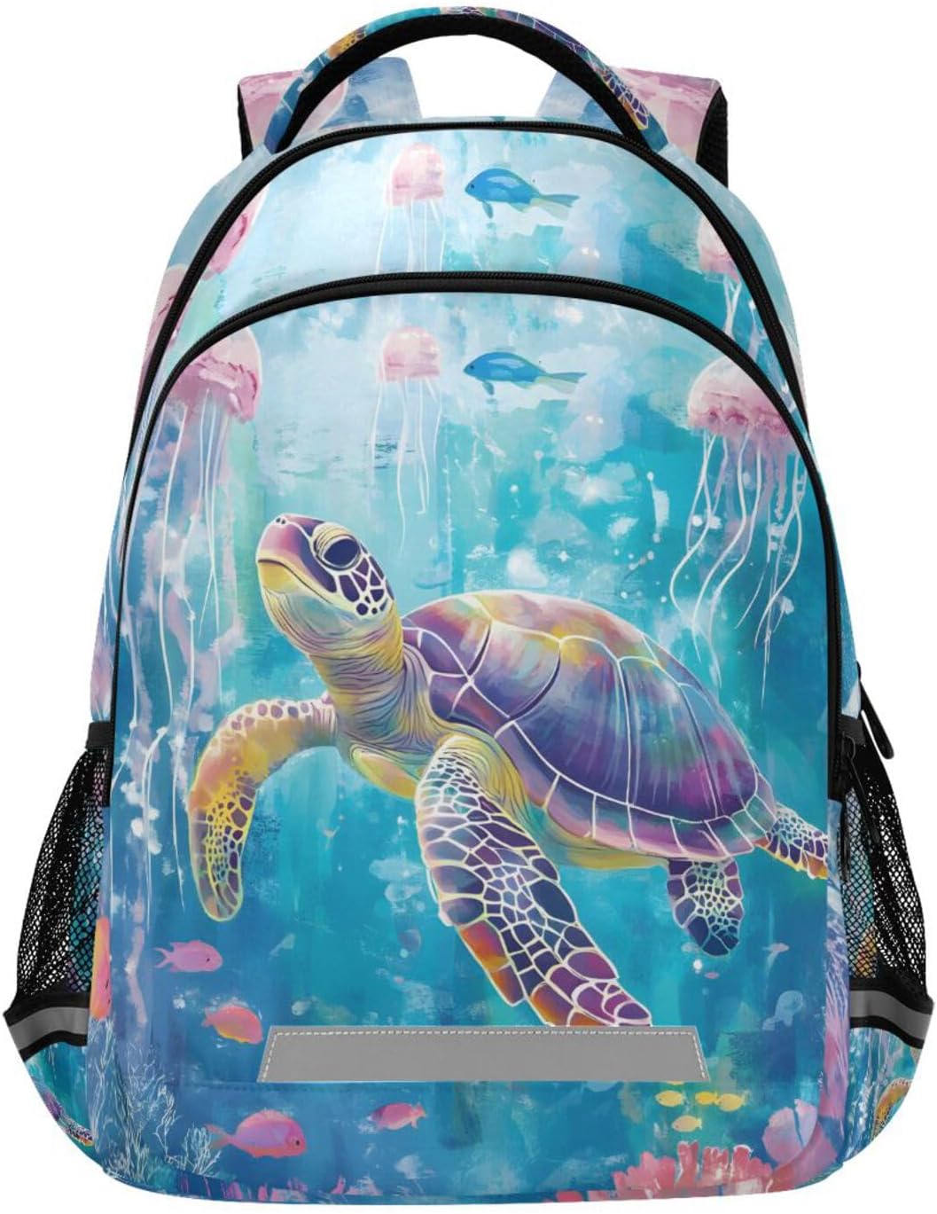 Turtle Backpack for Students Boys Girls Watercolor Turtle Jellyfish Coral School Bag Travel Daypack Rucksack
