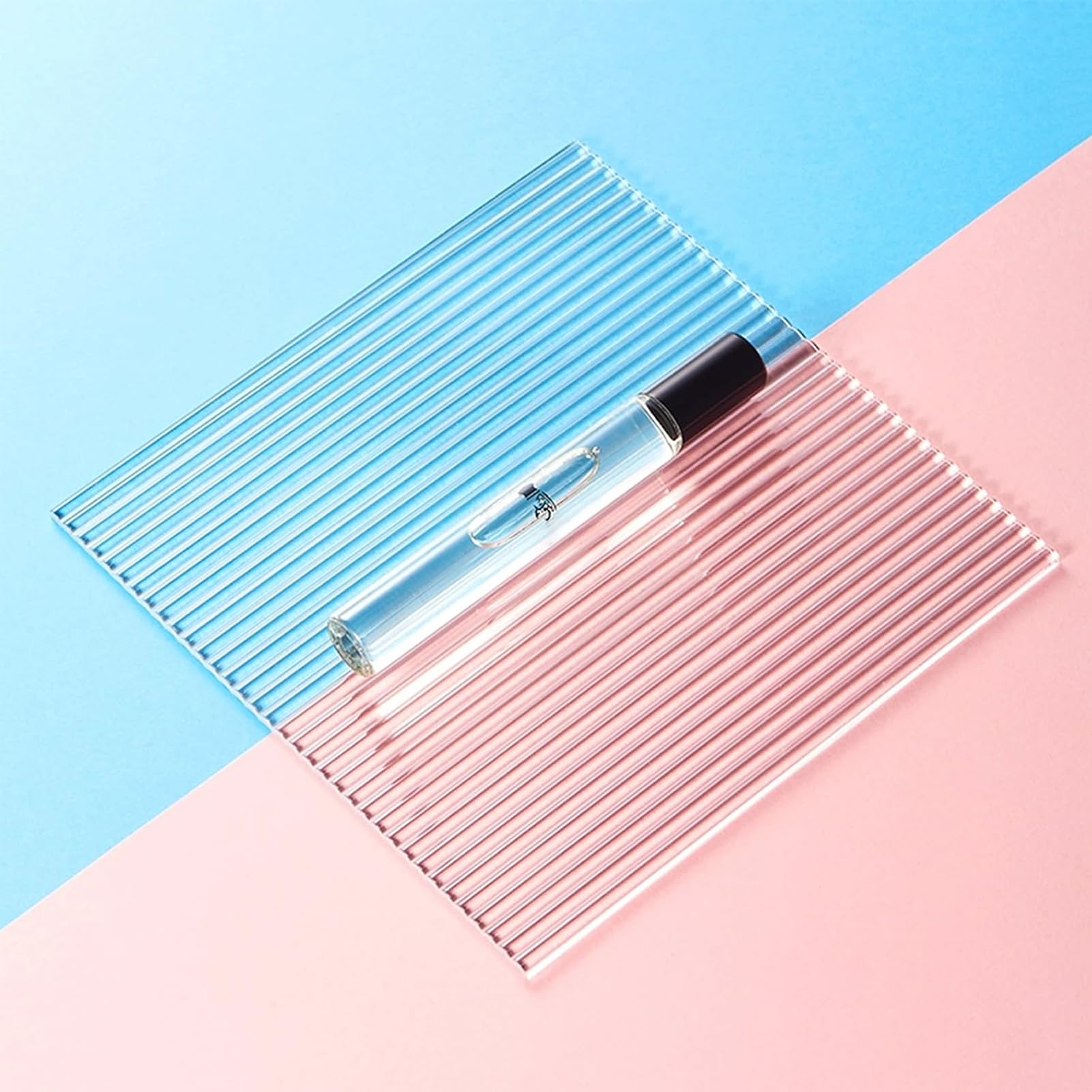 Przezroczysta płyta akrylowa, Kwadratowy, przezroczysty arkusz akrylowy, falowany pasek, teksturowany, wiele rozmiarów 5 mm(Wide Stripe,400x400mm)