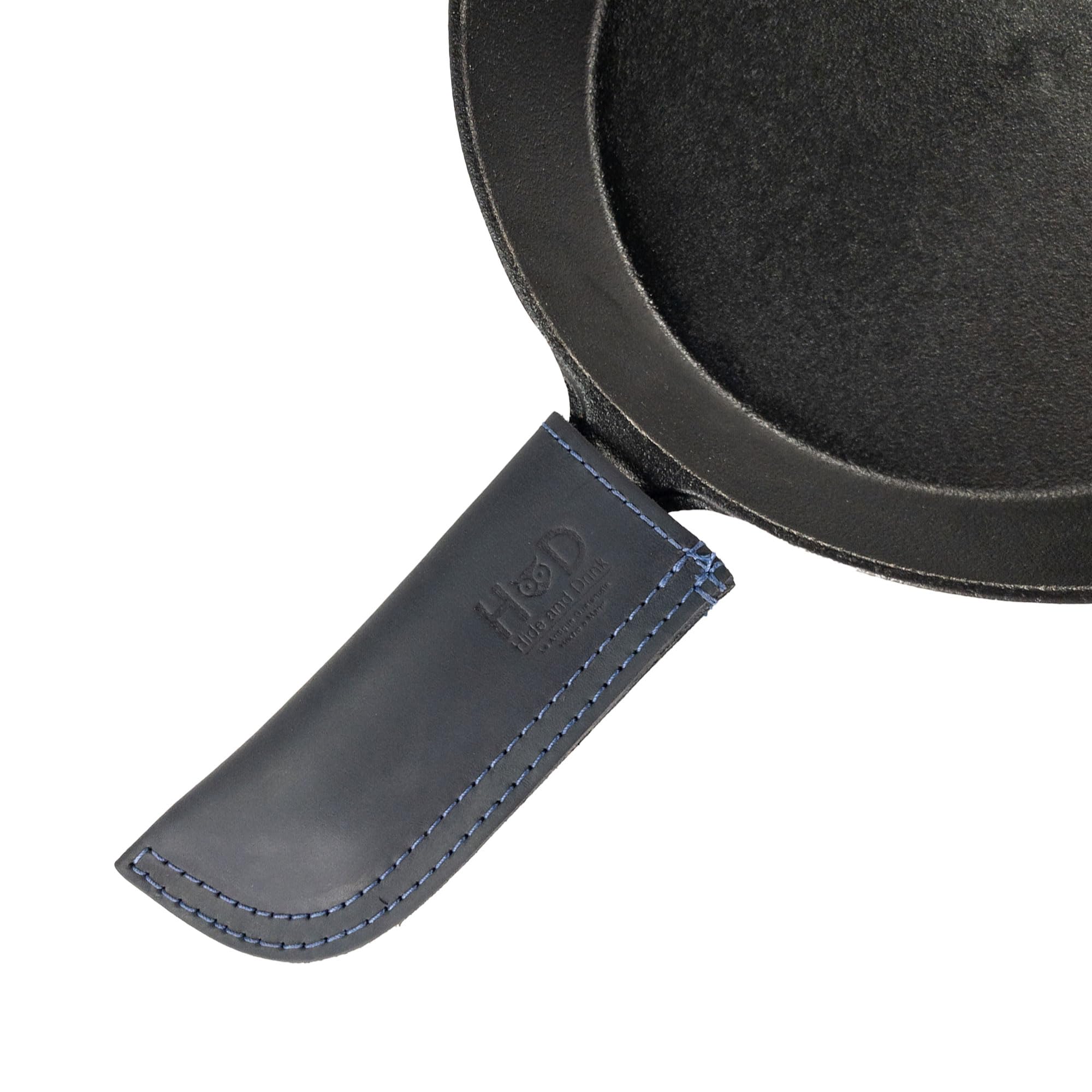 Hide & Drink, Full Grain Leather Hot Handle, Cast Iron Protector, Panhandle Potholder, Double Layered, Double Stitched, Slides On/Off Easily onto