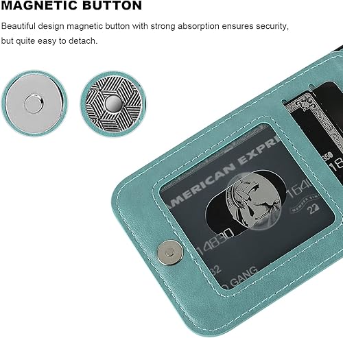 Miniatura 7 de KIHUWEY Funda compatible con iPhone 12 compatible con iPhone 12 Pro con soporte para tarjeta de crédito, cierre magnético de cuero de alta calidad,