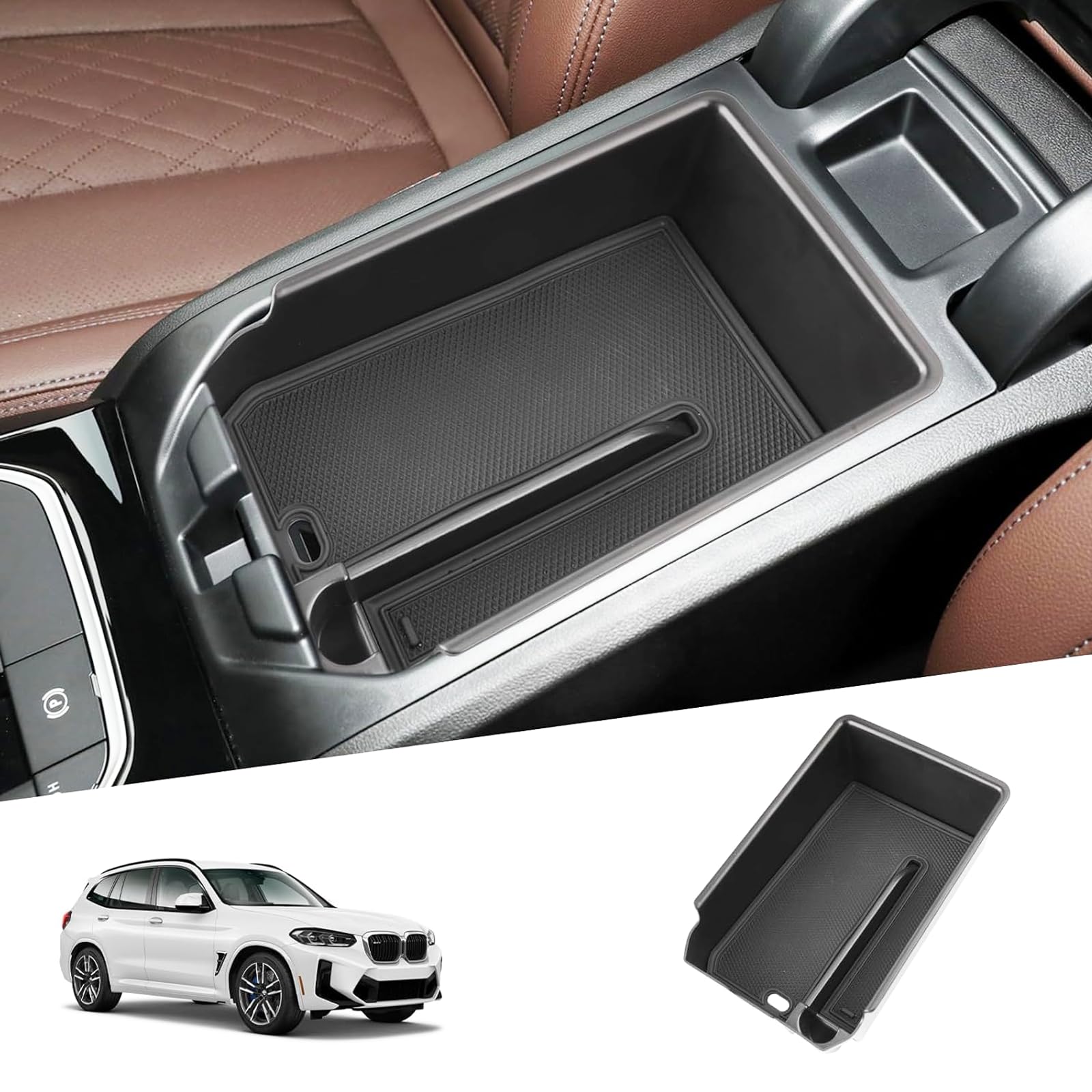 SHAOHAO Kompatybilny z BMW X3 G01 X4 G02 2018-2024, konsola środkowa, podłokietnik, pudełko do przechowywania, akcesoria, organizer środkowy, wielofunkcyjny schowek na rękawiczki BMW X3 G01