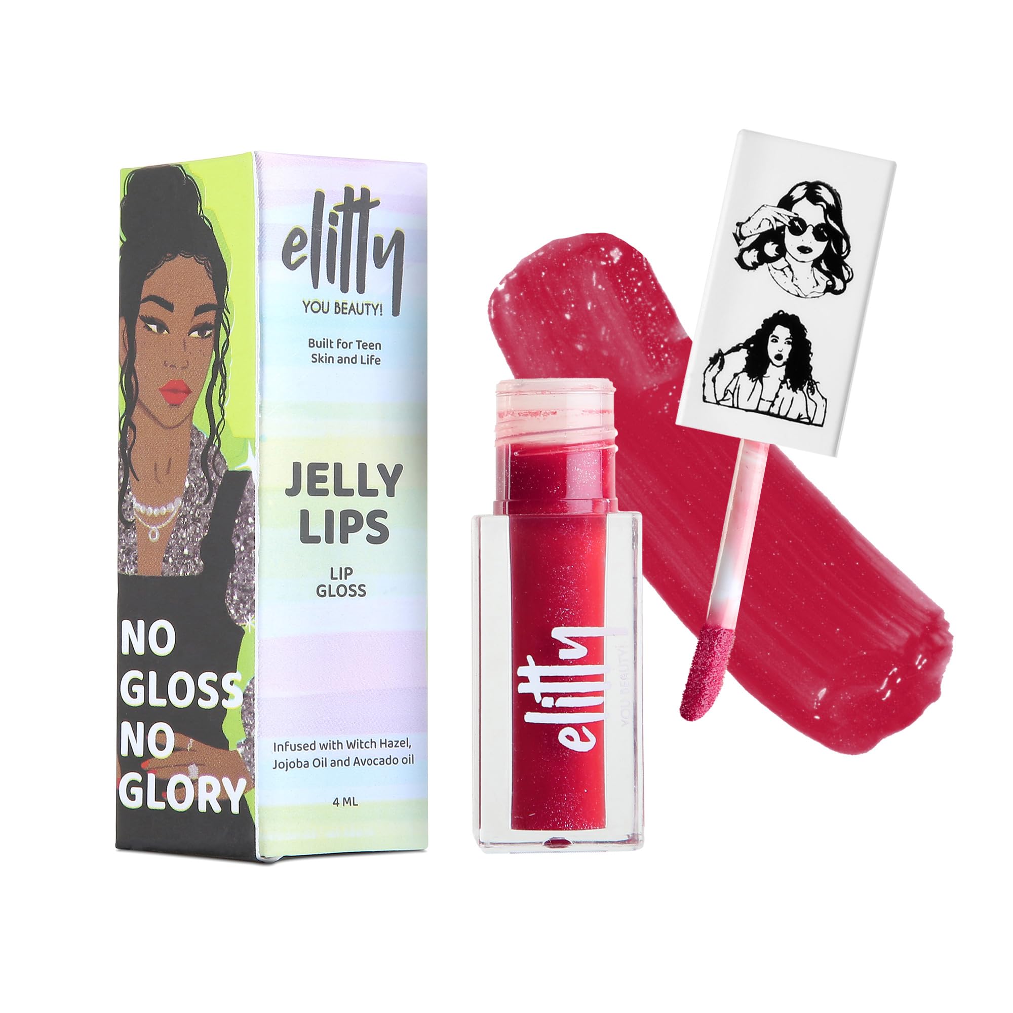 Elitty Jelly Lips- Mauve Lip Gloss for High Shine, Glossy Finish & Hydrating Lips with Jajoba Oil & Vitamin E | Vegan & Cruelty-Free, Pretty Savage (4 ML)-image-30