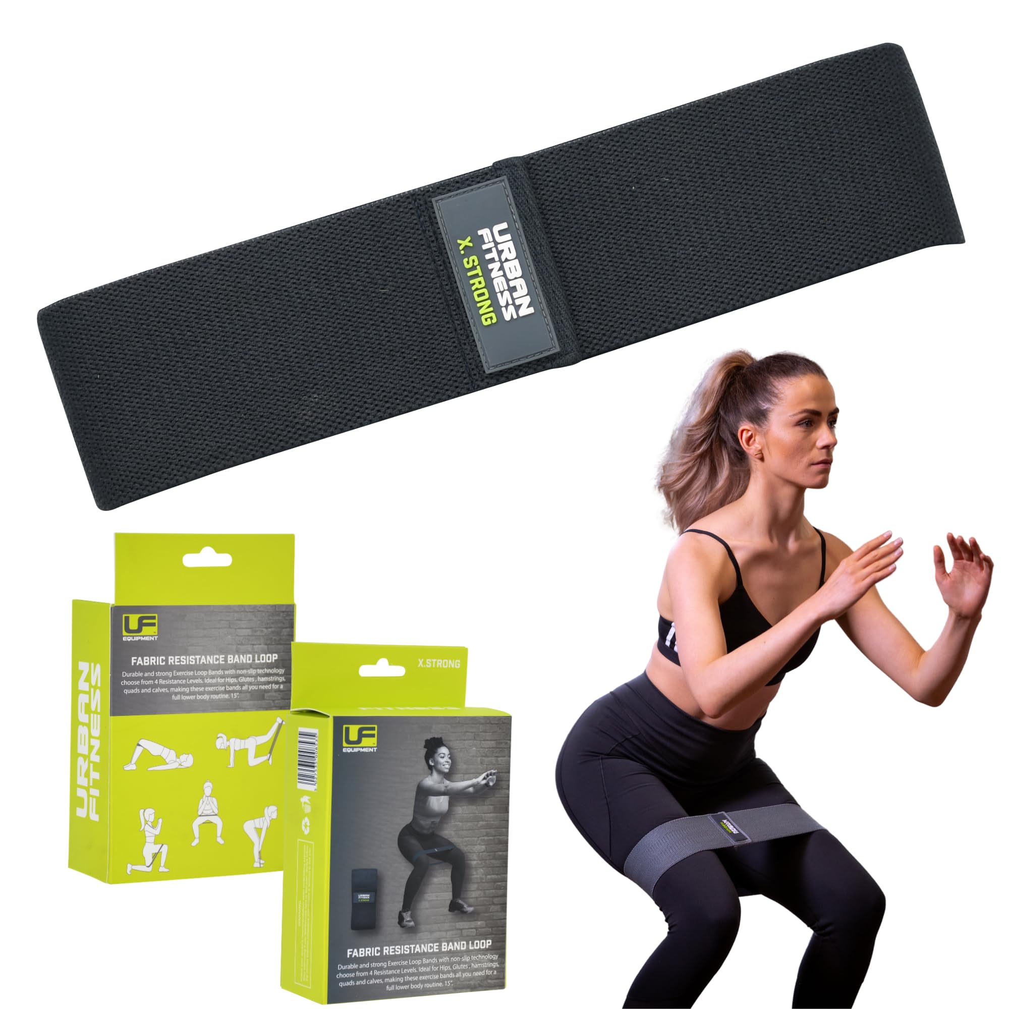 Urban Fitness Unisex Black Fabric Resistance Band Loop 2M Extra Strong