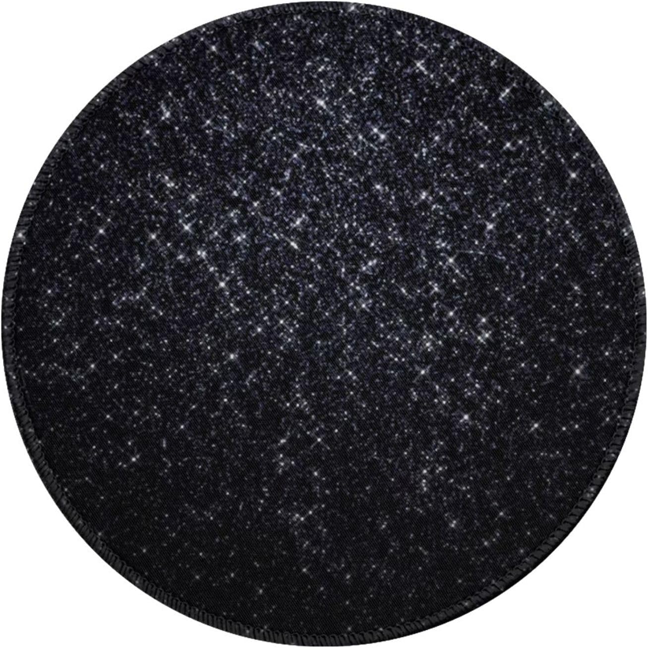 Funny Glittery Black Glitter Mouse pad Girly,Gaming Mouse pad Small Non-Slip Round Mouse Pads for Wireless Mouse,Laptop,Desk