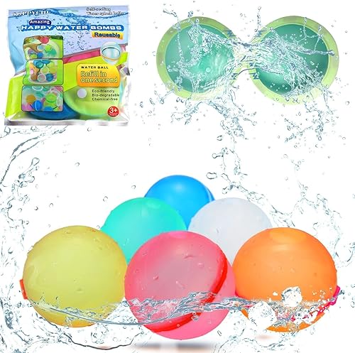 TRAFZA Globos de agua reutilizables con autosellado bolas de agua magnéticas de llenado rápido para niños bomba de salpicaduras de agua de silicona