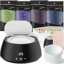 CITHOT Cera Brasiliana Kit, Scaldacera Professionale per Depilazione, Siliconico Depilazione Barattolo con LCD Temperatura Regolabile (Nero, 21 * 21 * 15cm)