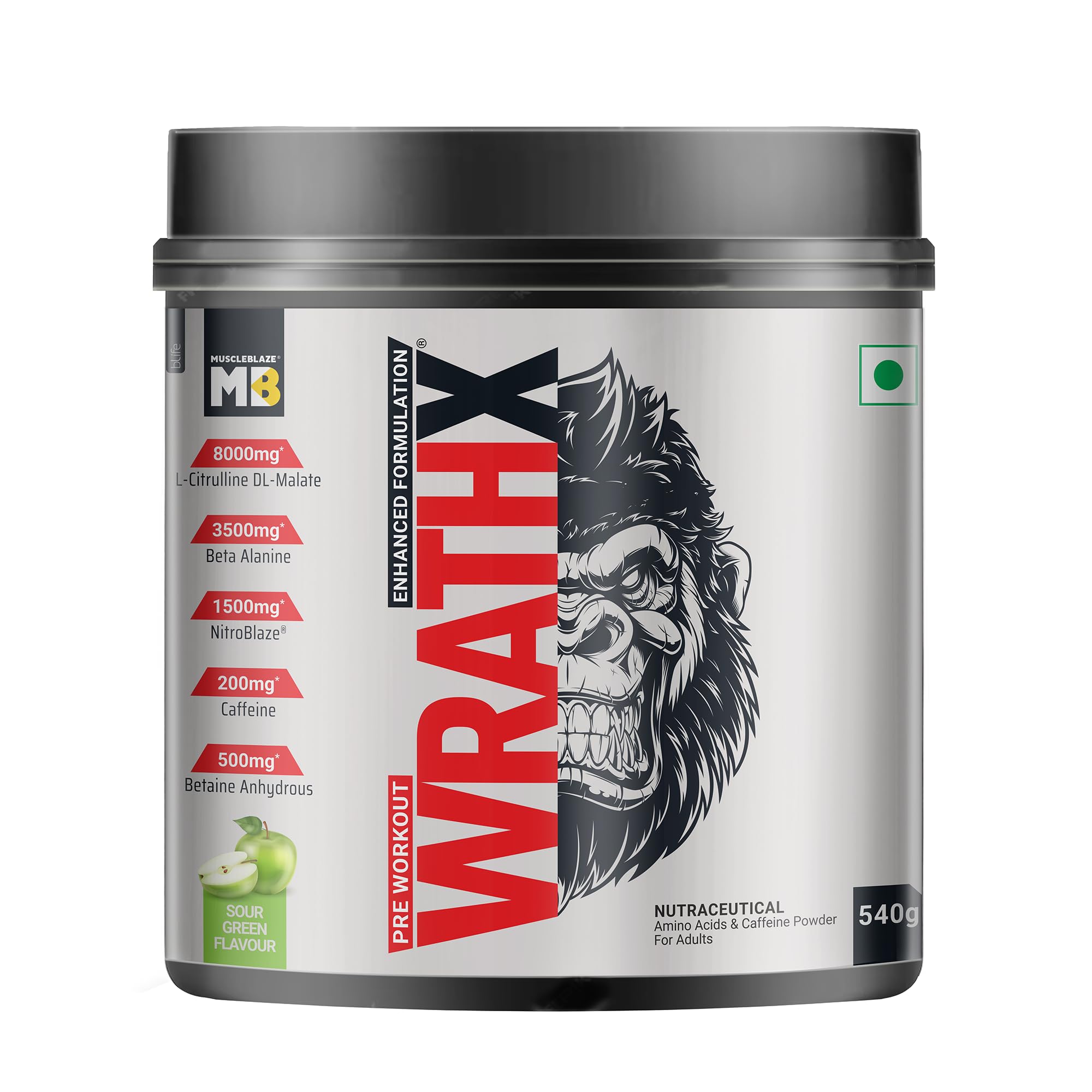 MuscleBlaze Pre Workout WrathX Powder, Natty Berries, 540g | 30 Servings — Amazon image 10